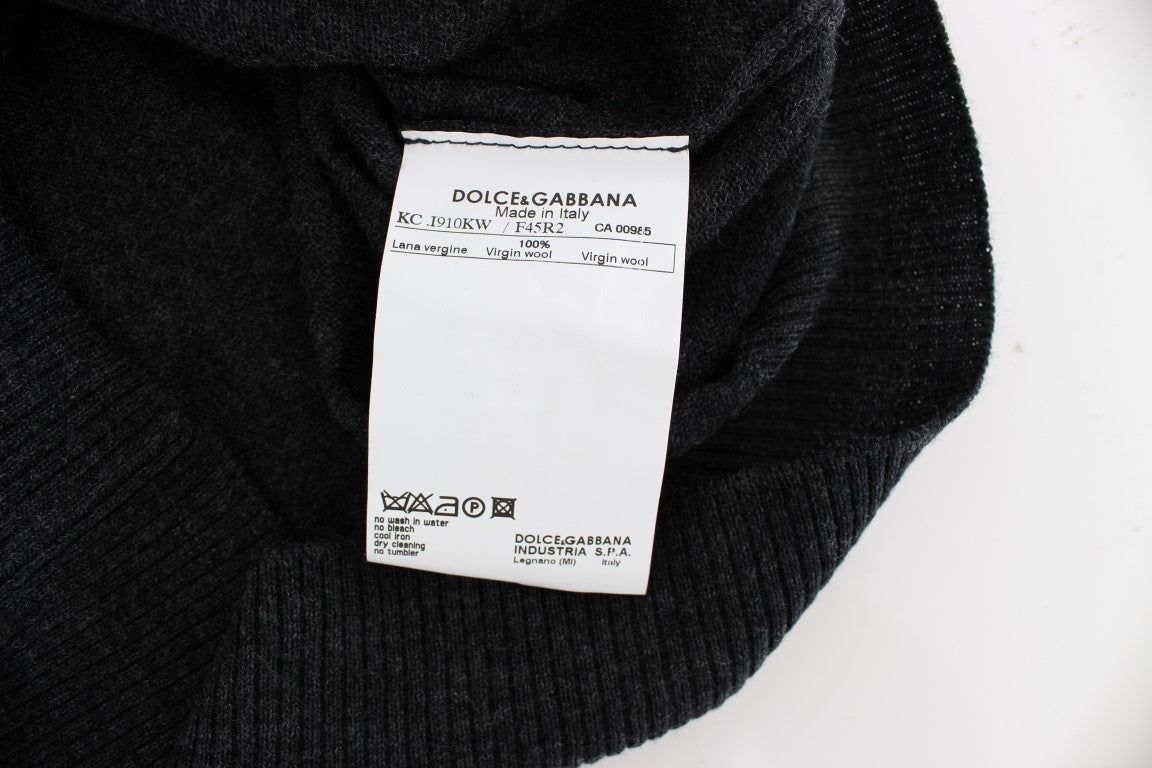 Elegant Gray Wool Cardigan Sweater - ventzia