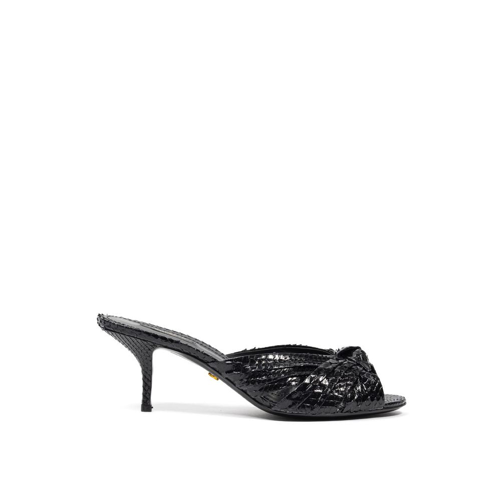 Black Snake Skin Sandal - ventzia