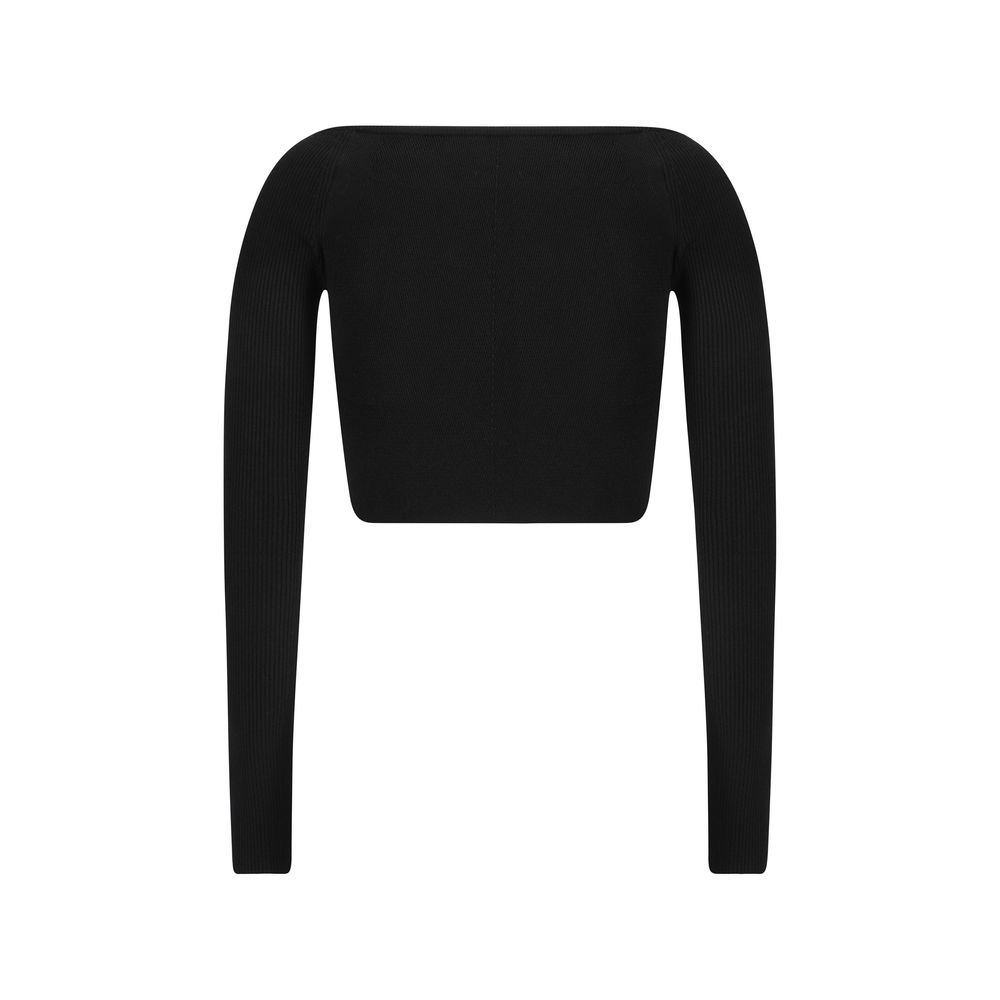 Black Rayon Long Sleeve T-Shirt - ventzia