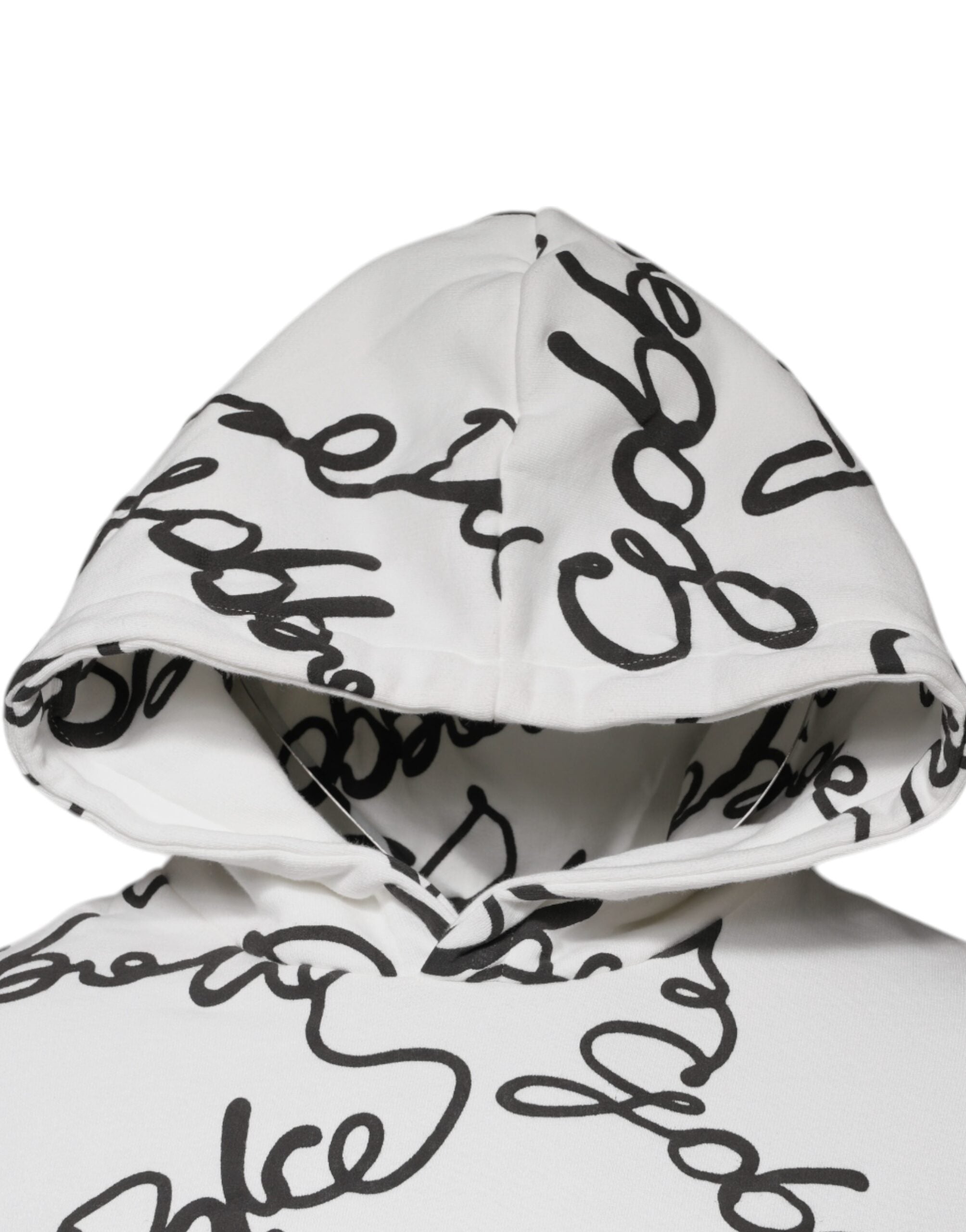 White Logo Cotton Hooded Sweatshirt Sweater - ventzia