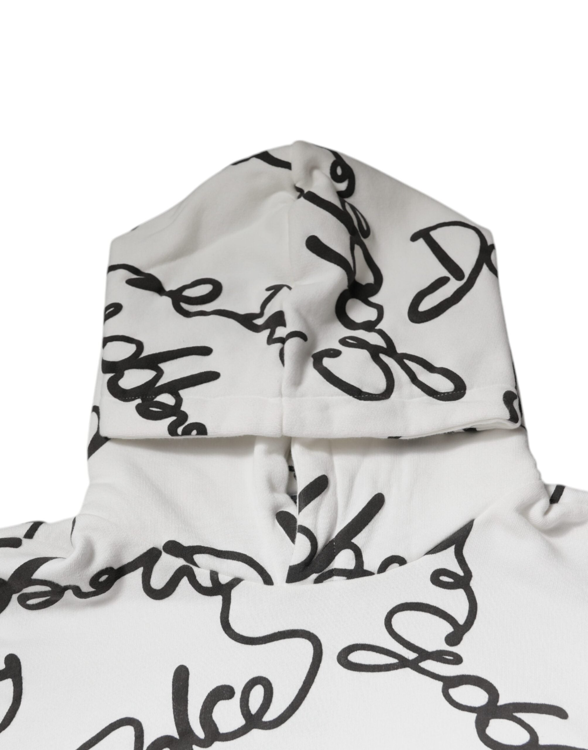 White Logo Cotton Hooded Sweatshirt Sweater - ventzia