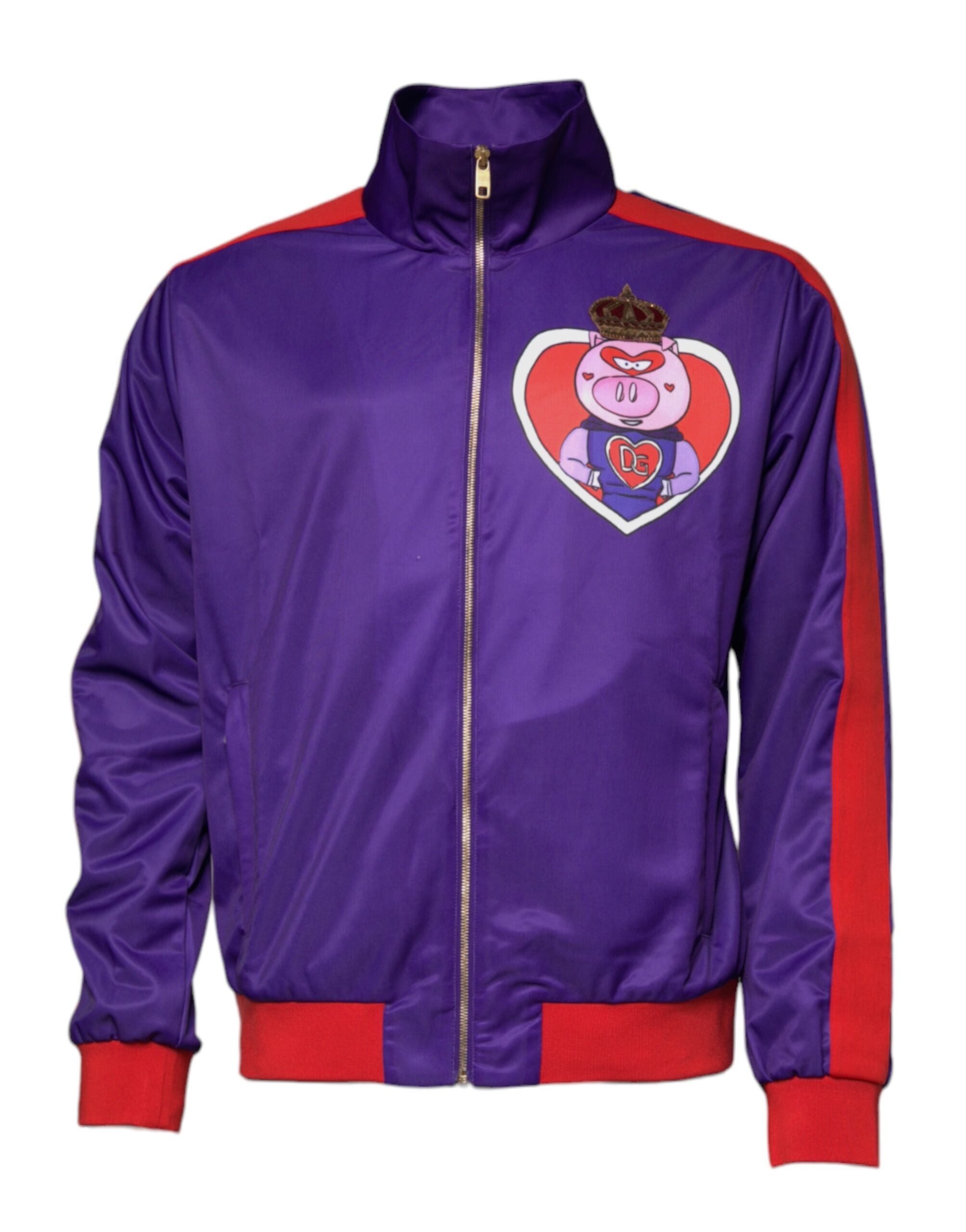 Purple Year Of The Pig Full Zip Bomber Sweater - ventzia