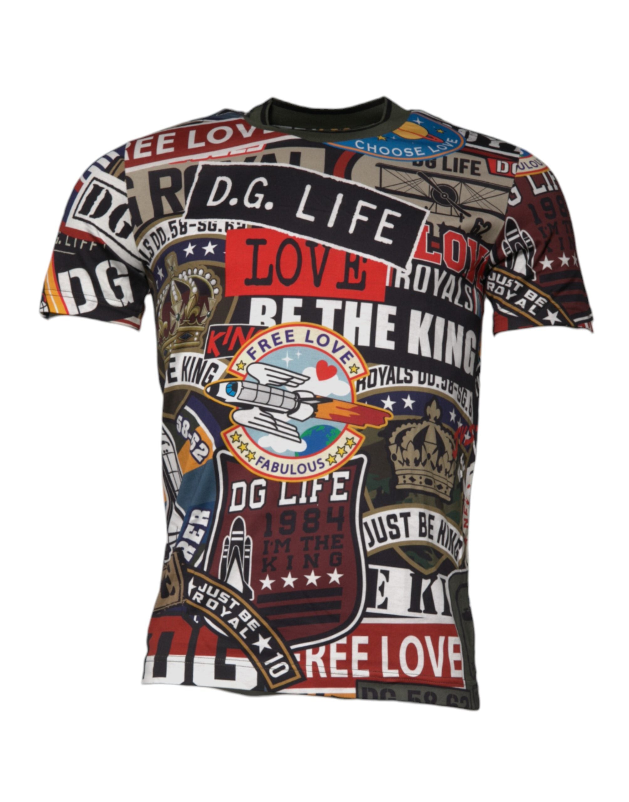 Multicolor Graphic Print Cotton Crew Neck T-shirt - ventzia