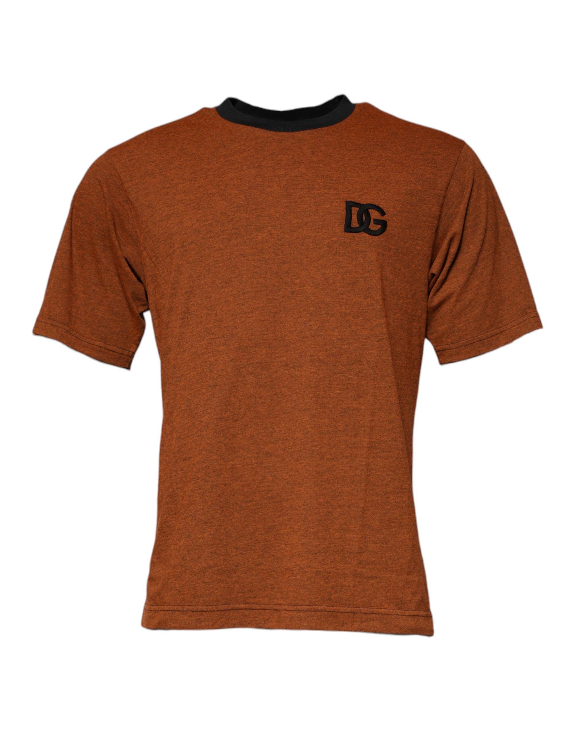 Brown DG Logo Polyester Crew Neck T-shirt - ventzia
