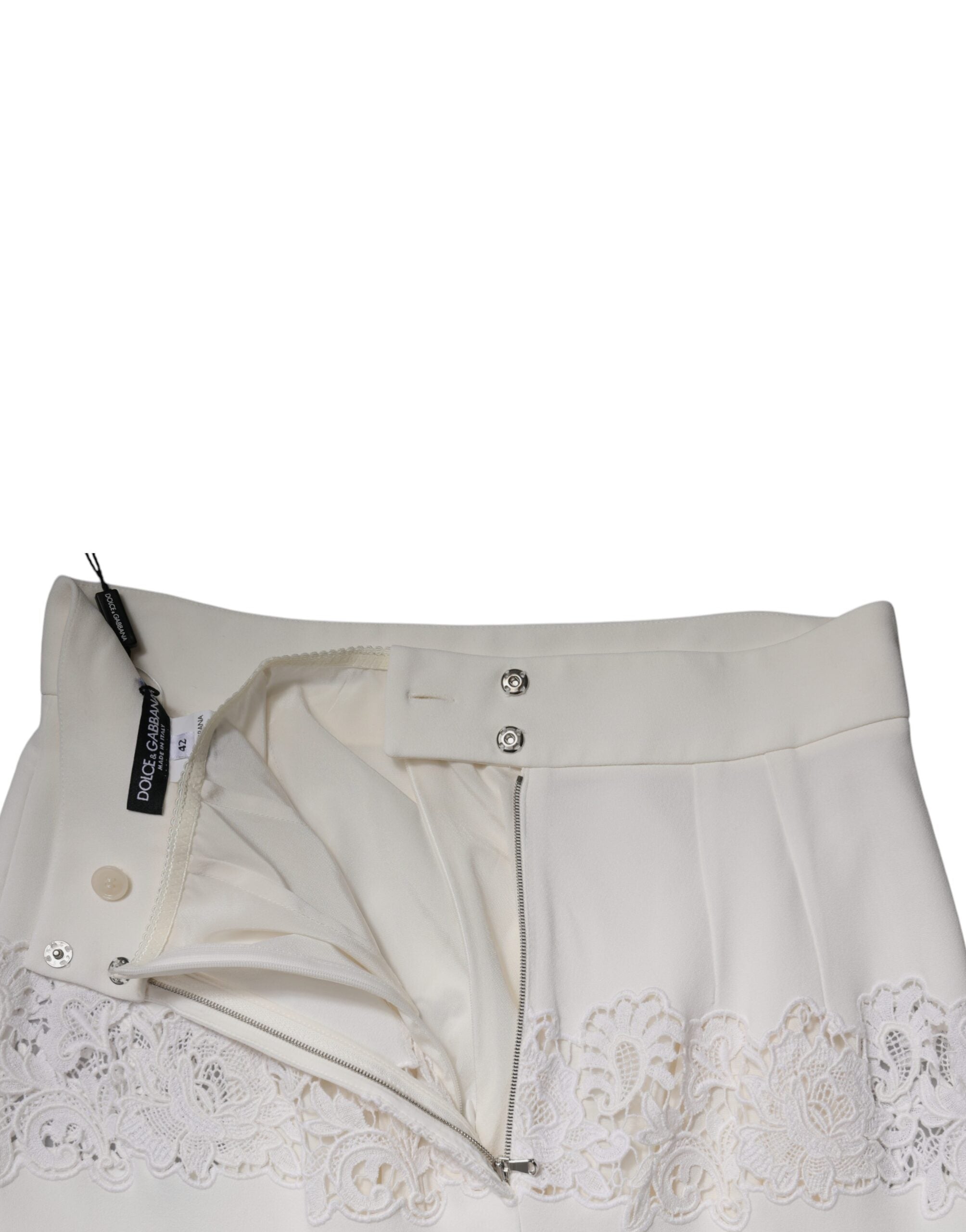 White Floral Lace High Waist Pencil Cut Skirt - ventzia
