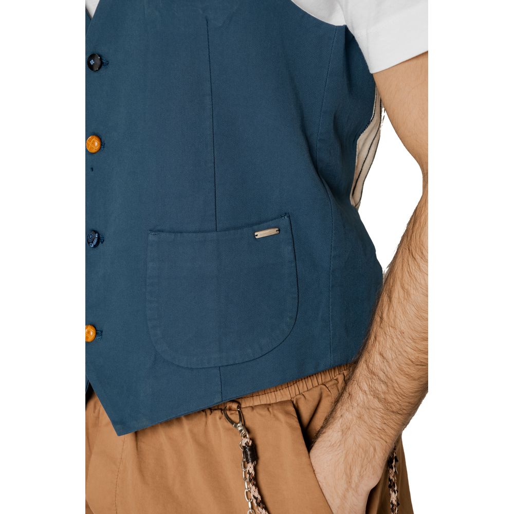 Blue Cotton Waistcoat - ventzia