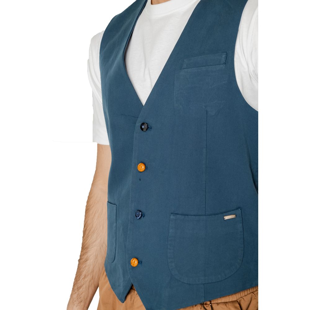Blue Cotton Waistcoat - ventzia