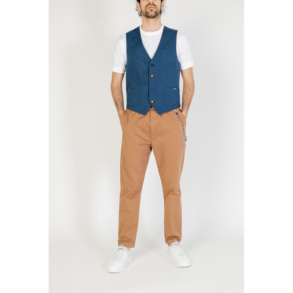 Blue Cotton Waistcoat - ventzia