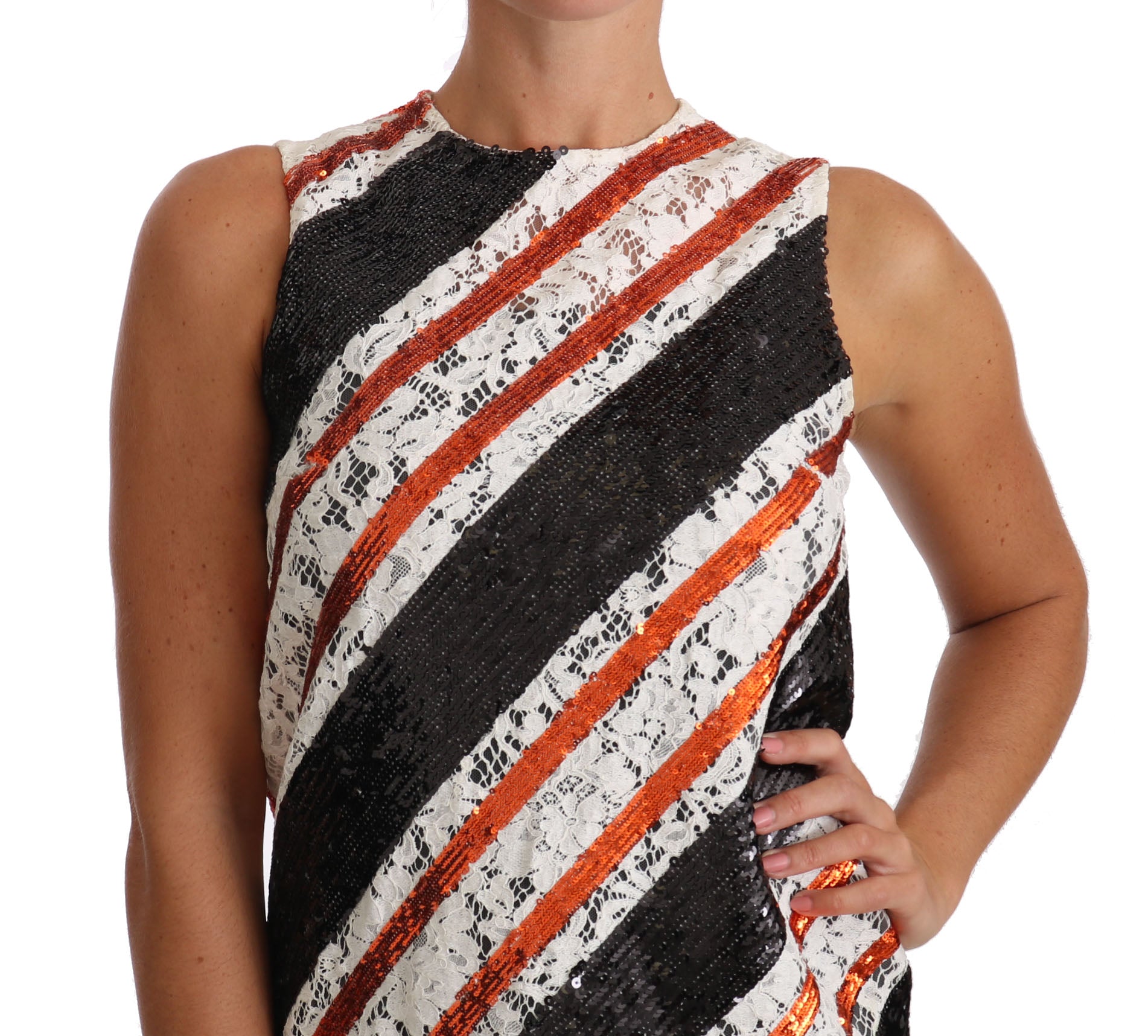Sequin Embellished Lace Shift Dress - ventzia