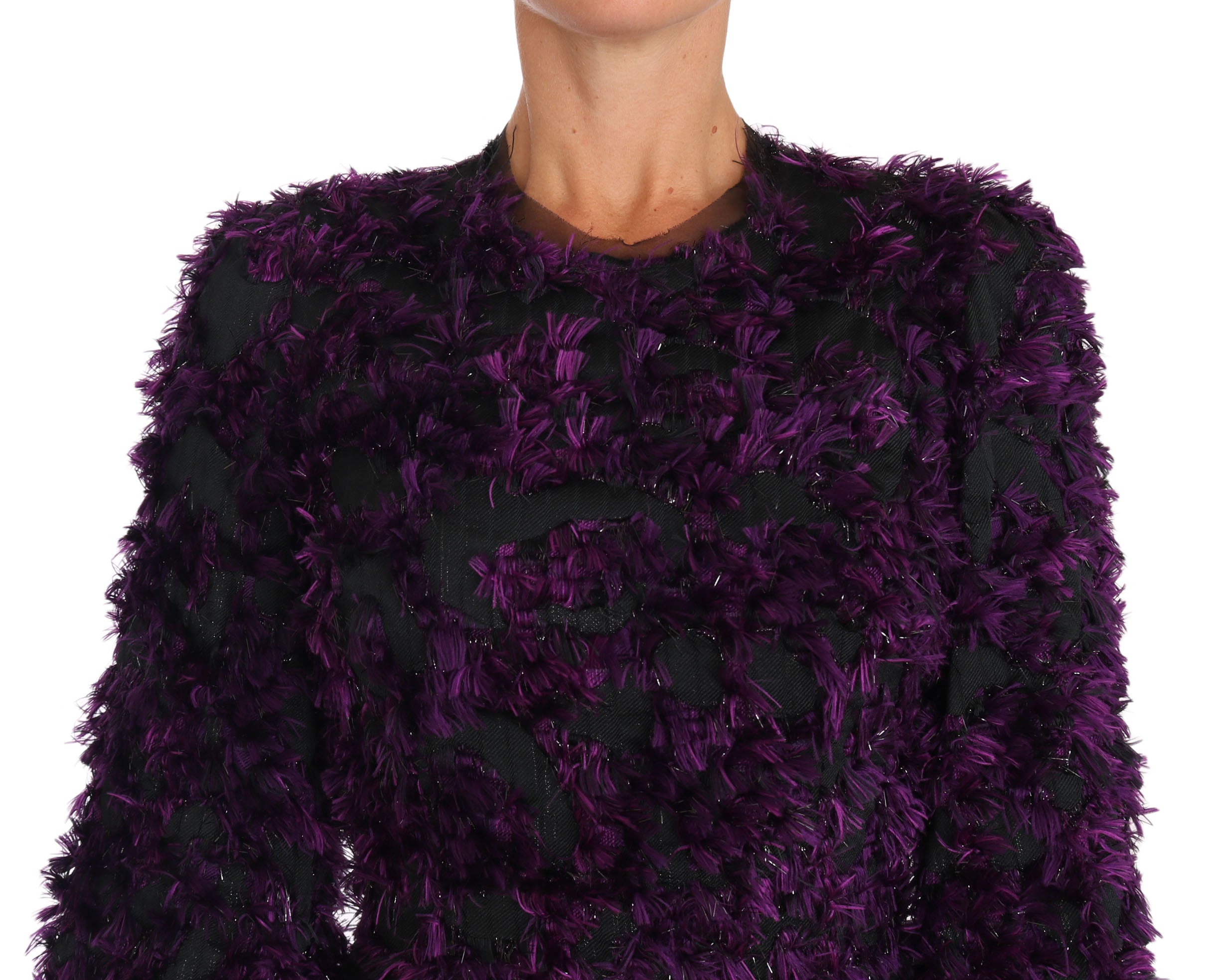Elegant Fringe Sheath Dress in Purple & Black - ventzia