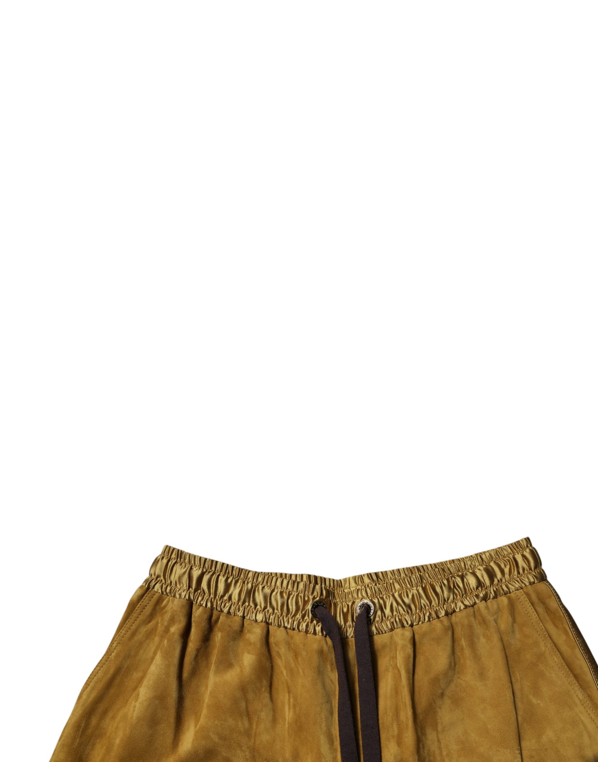 Brown Lambskin Suede Men Bermuda Shorts - ventzia