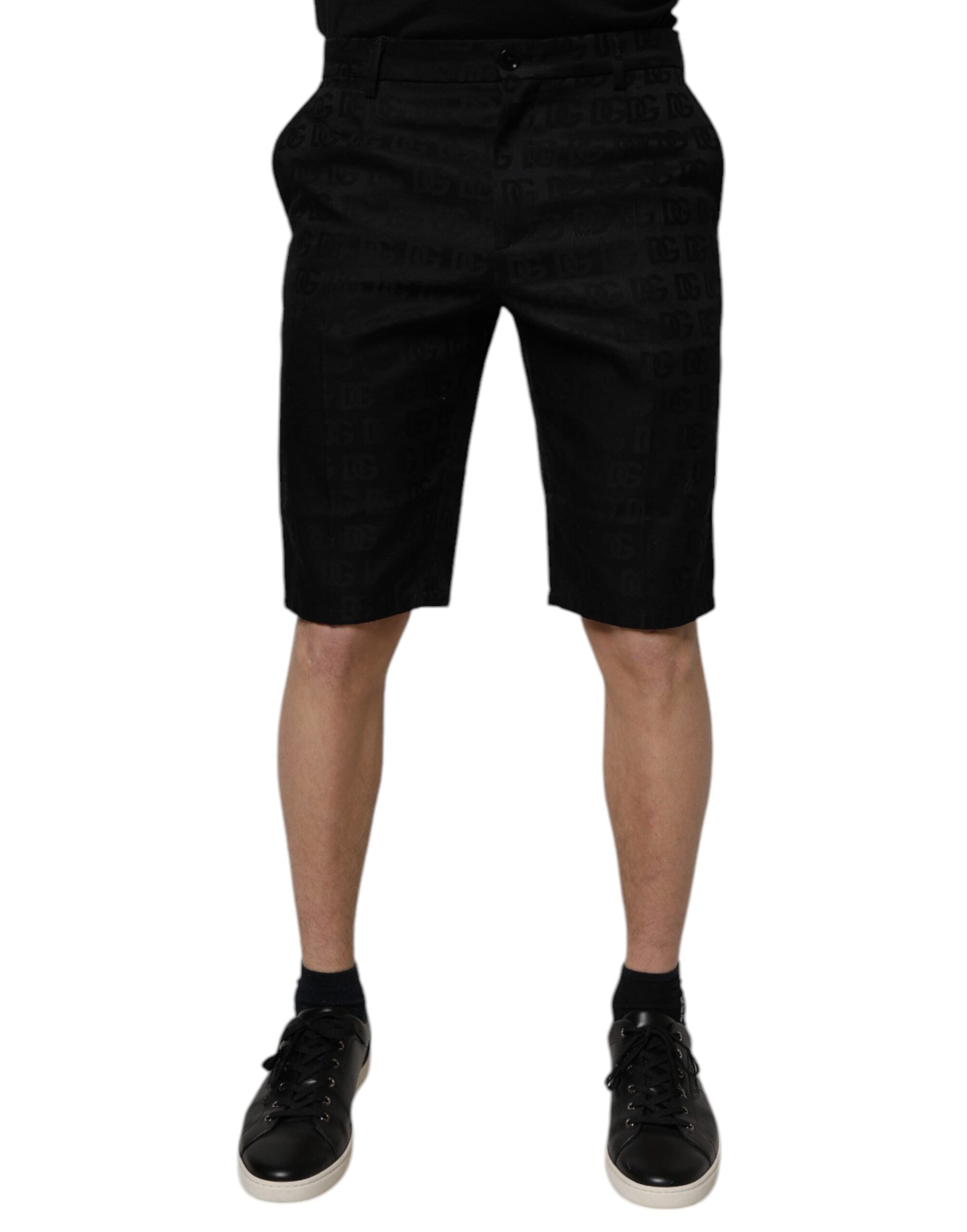 Black Cotton Casual Mid Waist Chino Shorts - ventzia