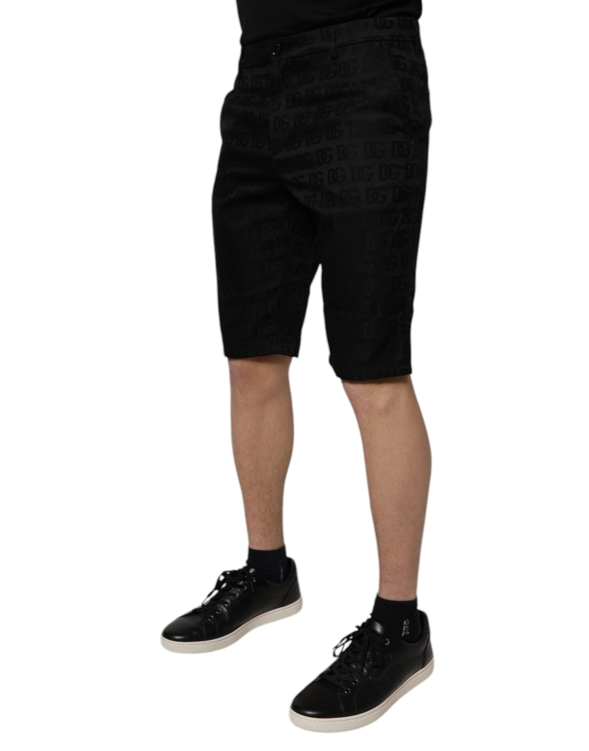 Black Cotton Casual Mid Waist Chino Shorts - ventzia