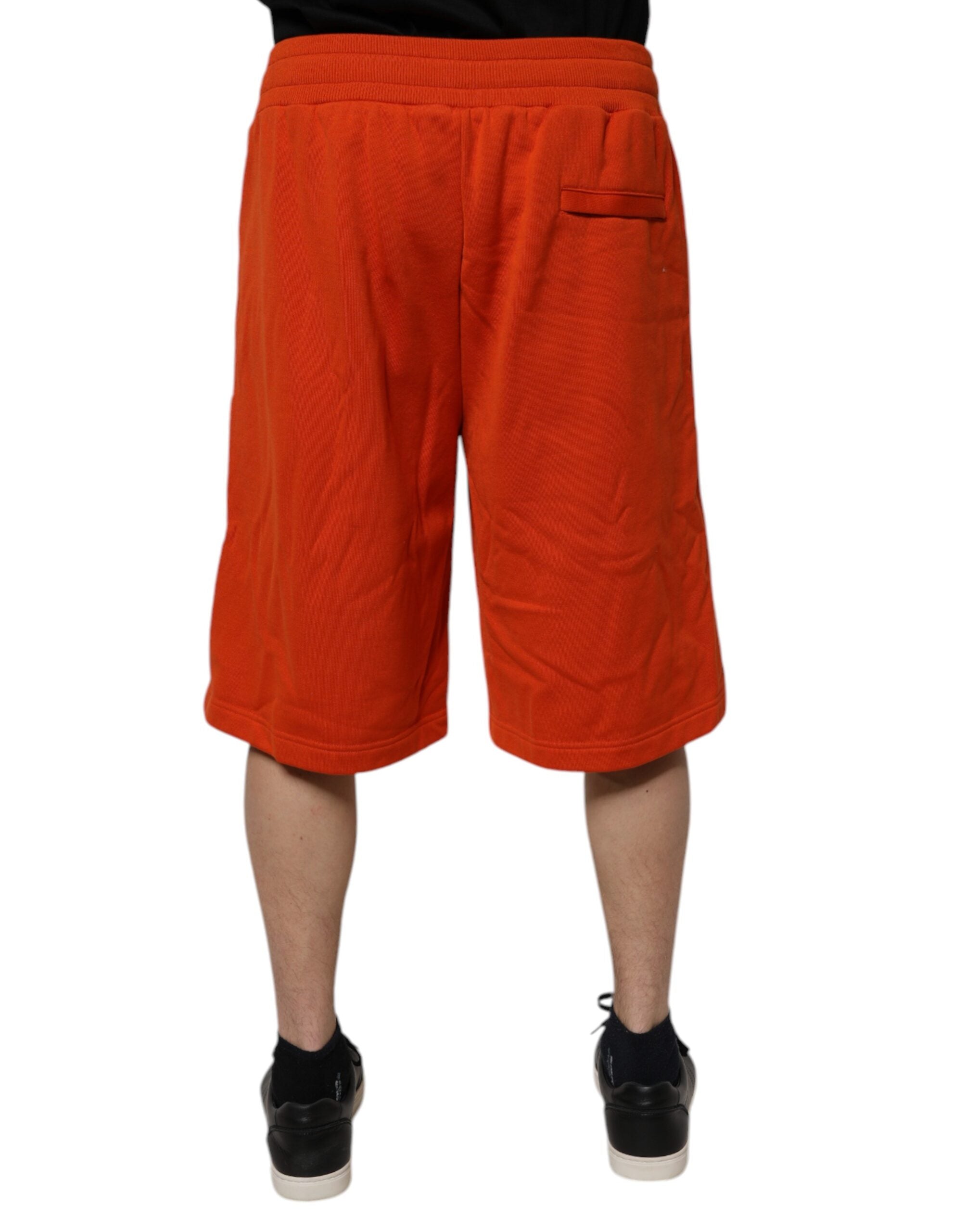 Red Cotton Blend Mid Waist Men Bermuda Shorts - ventzia