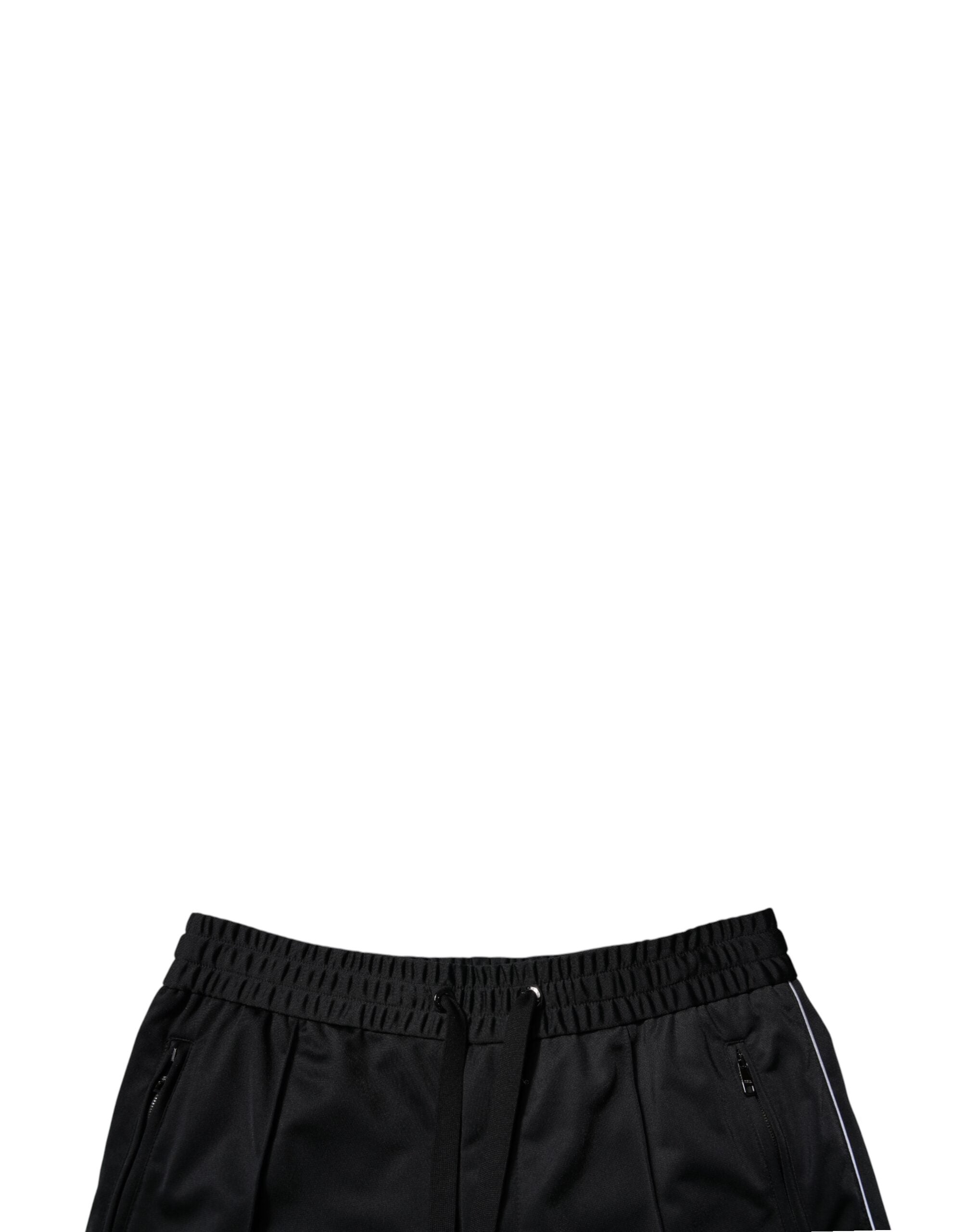 Black Polyester Mid Waist Men Bermuda Shorts - ventzia