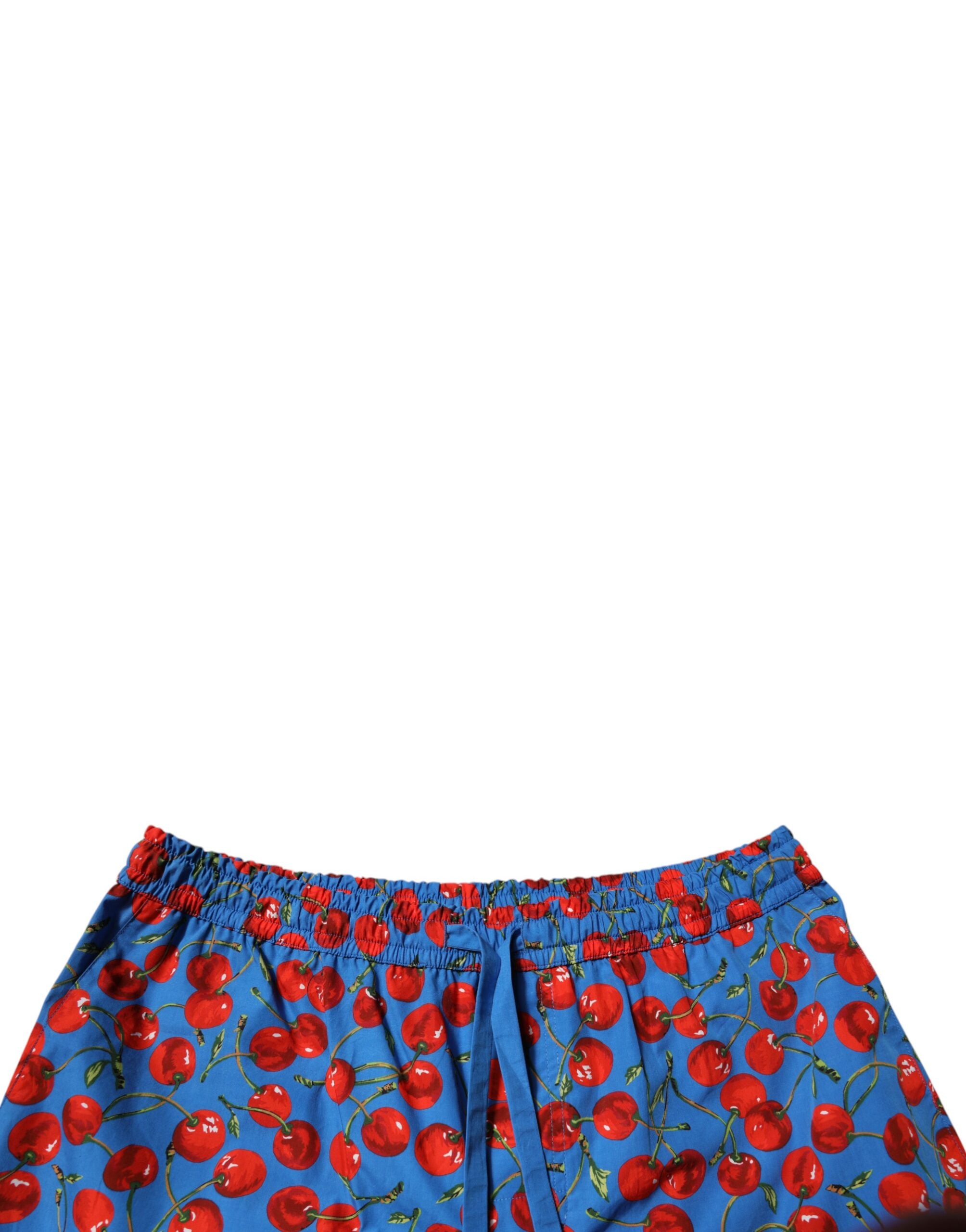 Blue Cherry Print Cotton Men Bermuda Shorts - ventzia