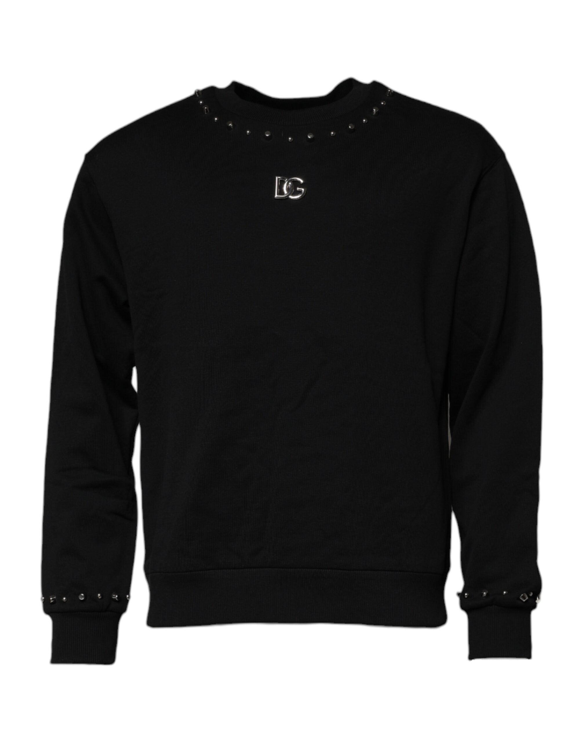 Black Logo Stud Pullover Sweatshirt Sweater - ventzia