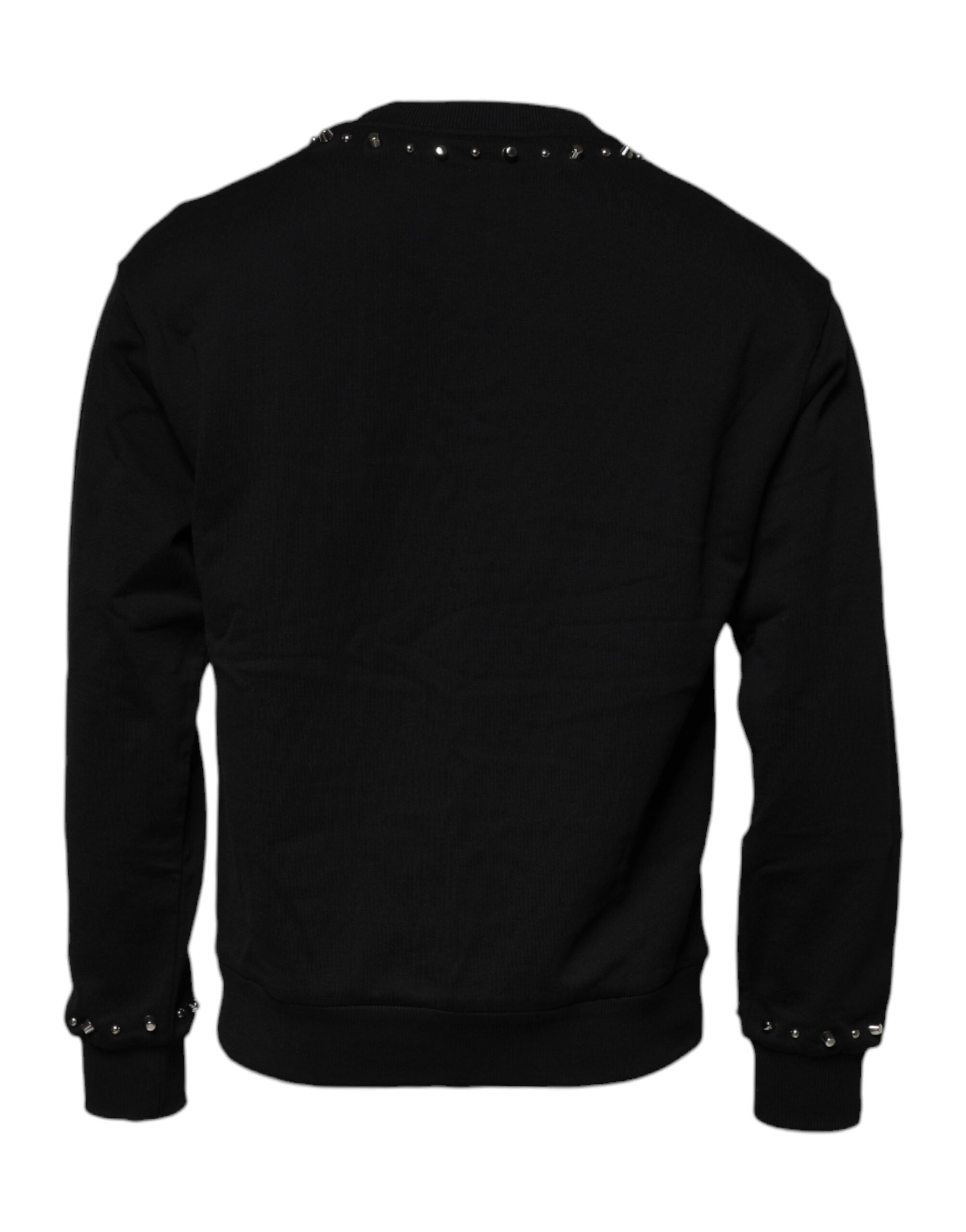Black Logo Stud Pullover Sweatshirt Sweater - ventzia