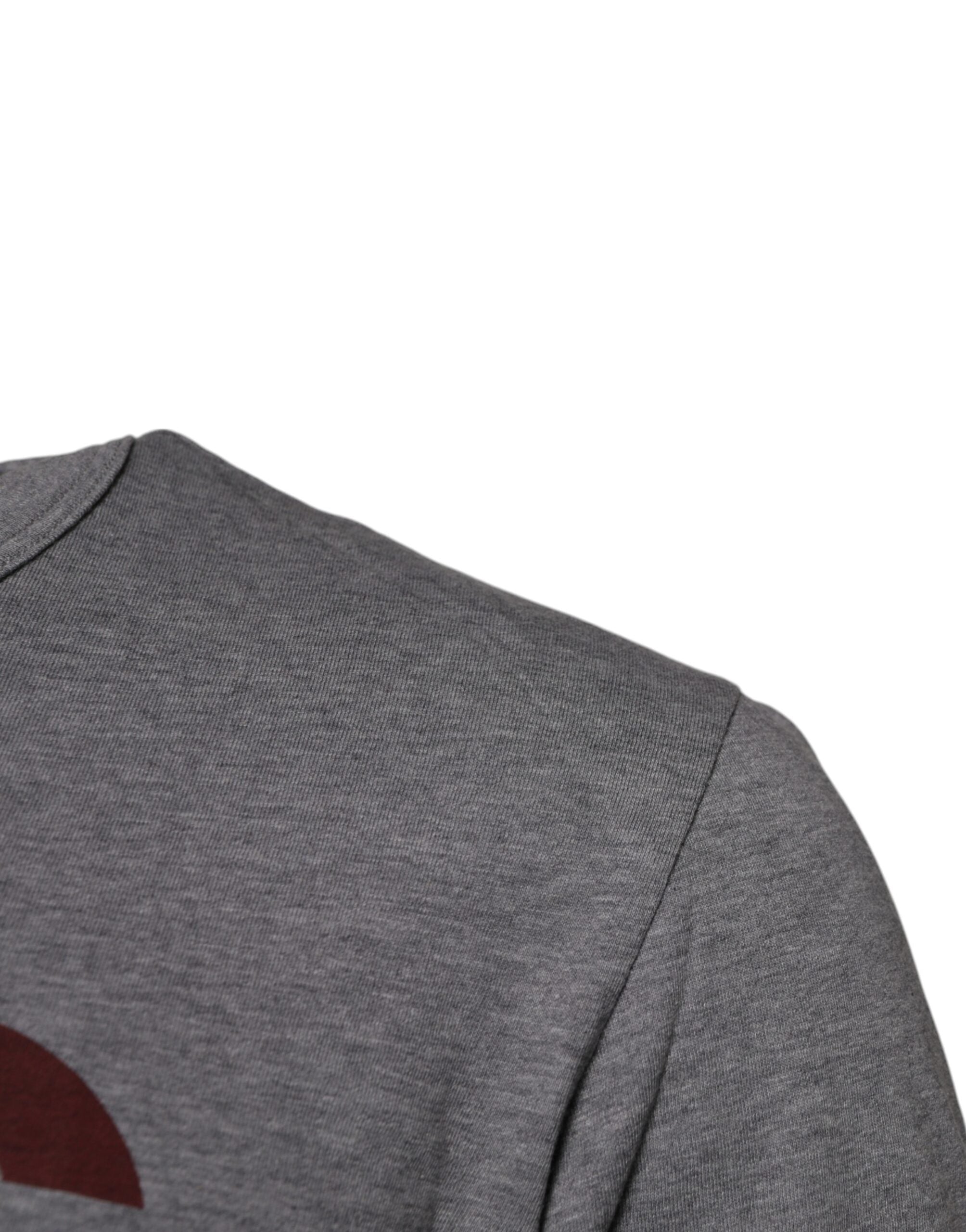 Gray Logo Print Cotton Crew Neck Men T-shirt - ventzia