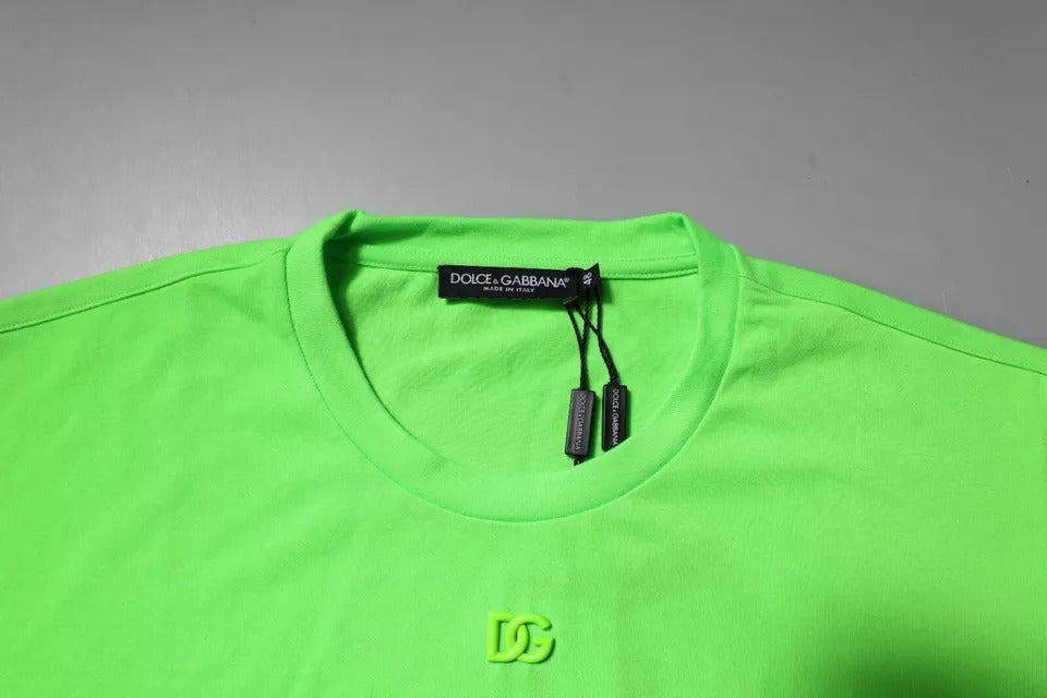 Green Logo Polyester Crew Neck T-shirt - ventzia