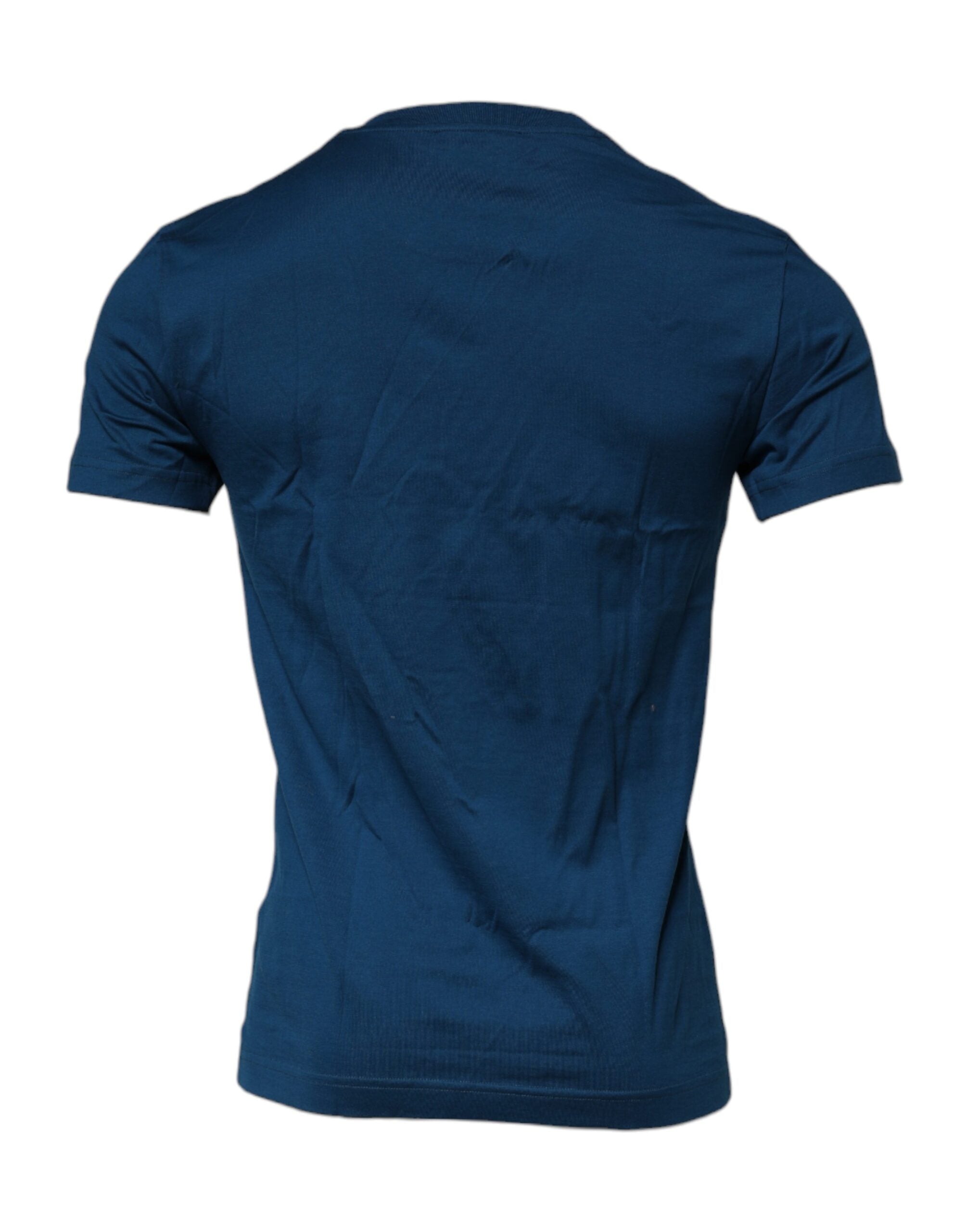 Blue Crown Bee Cotton Men Crew Neck T-shirt - ventzia