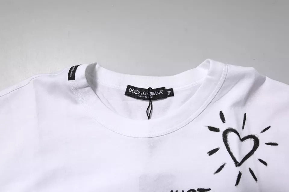 White Floral Print Cotton Crew Neck T-shirt - ventzia