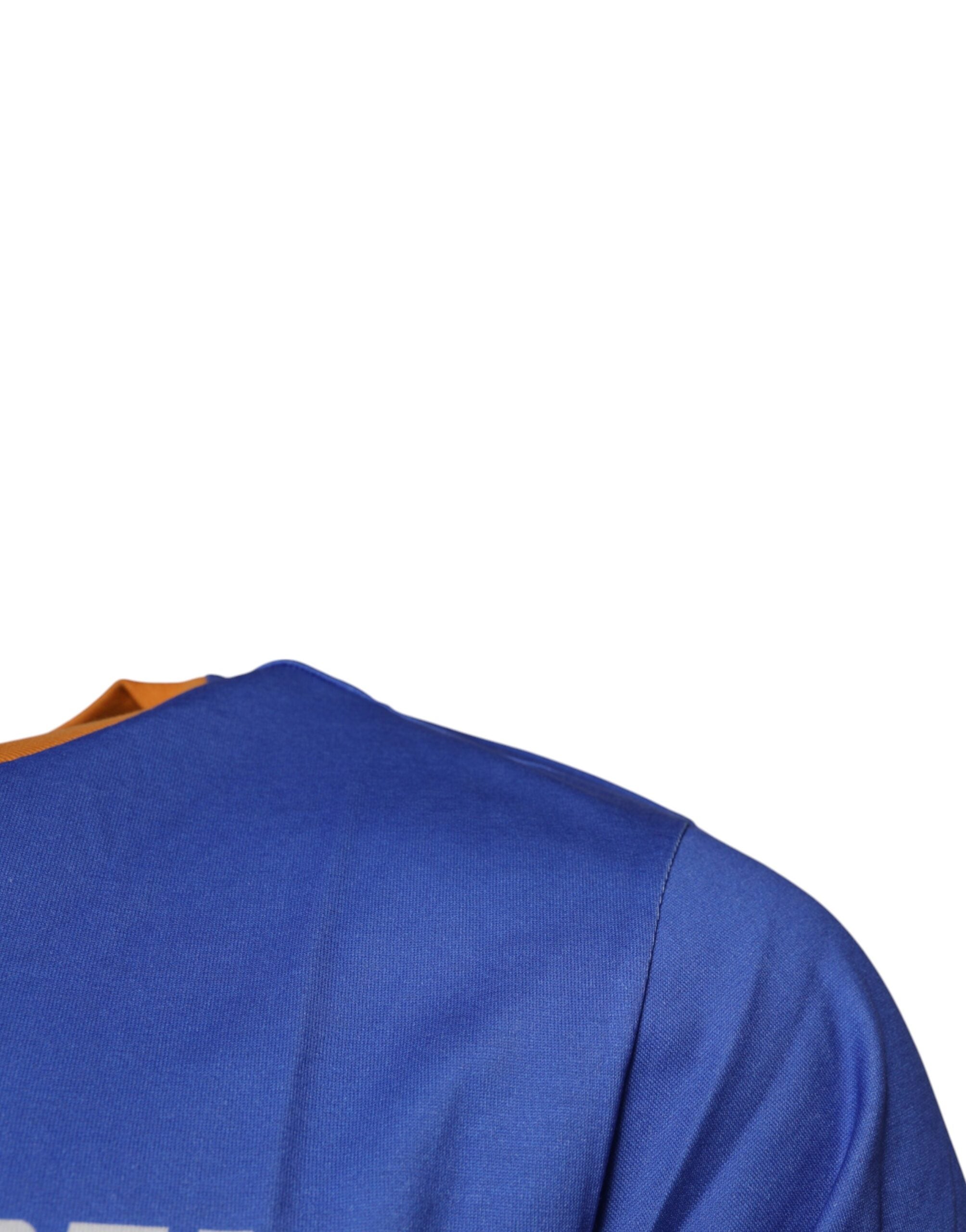 Blue Graphic Print Cotton Crew Neck T-shirt - ventzia