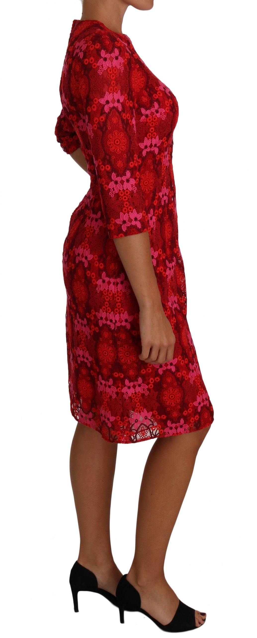 Elegant Floral Crochet Knee-Length Dress - ventzia
