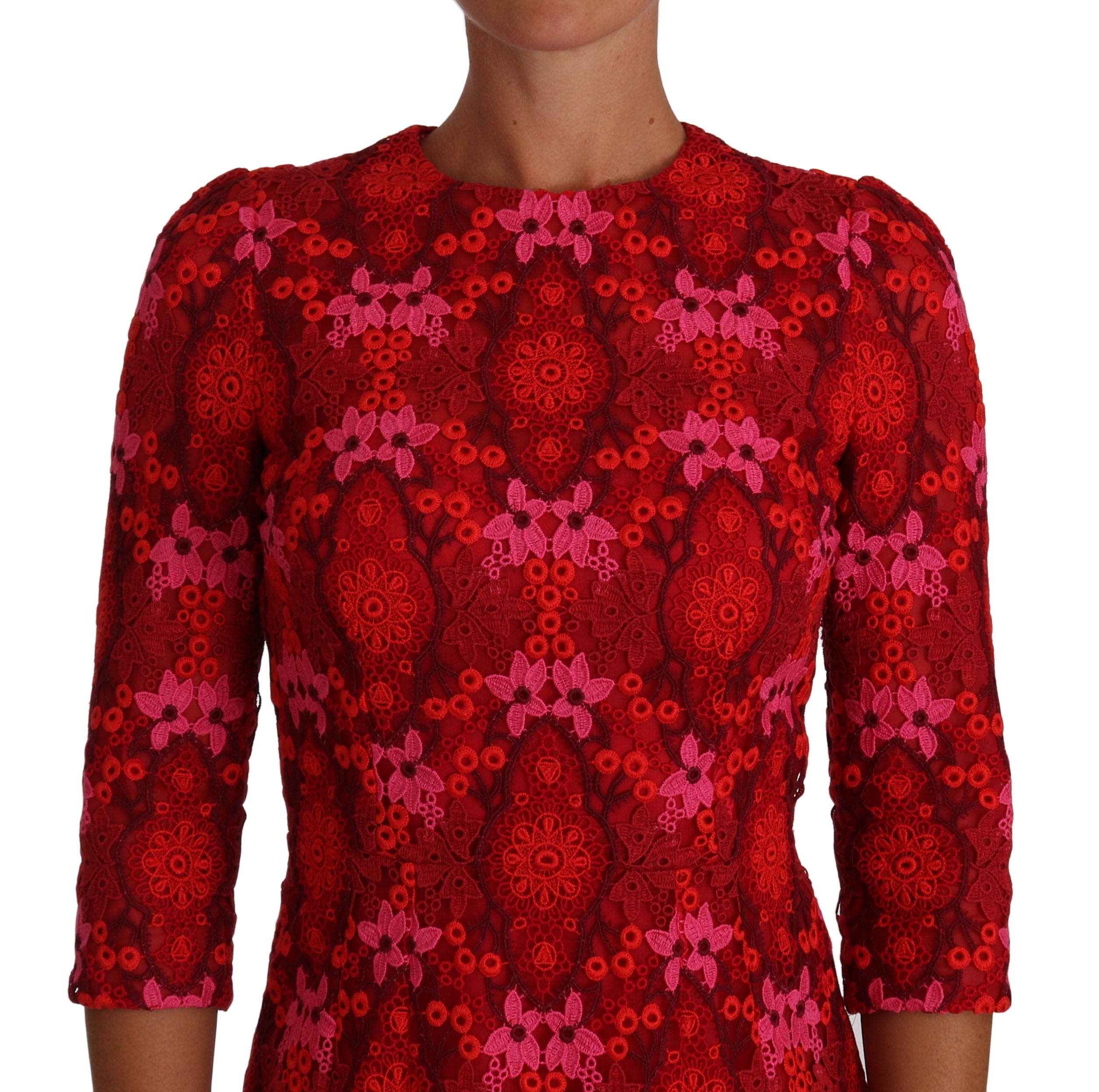 Elegant Floral Crochet Knee-Length Dress - ventzia