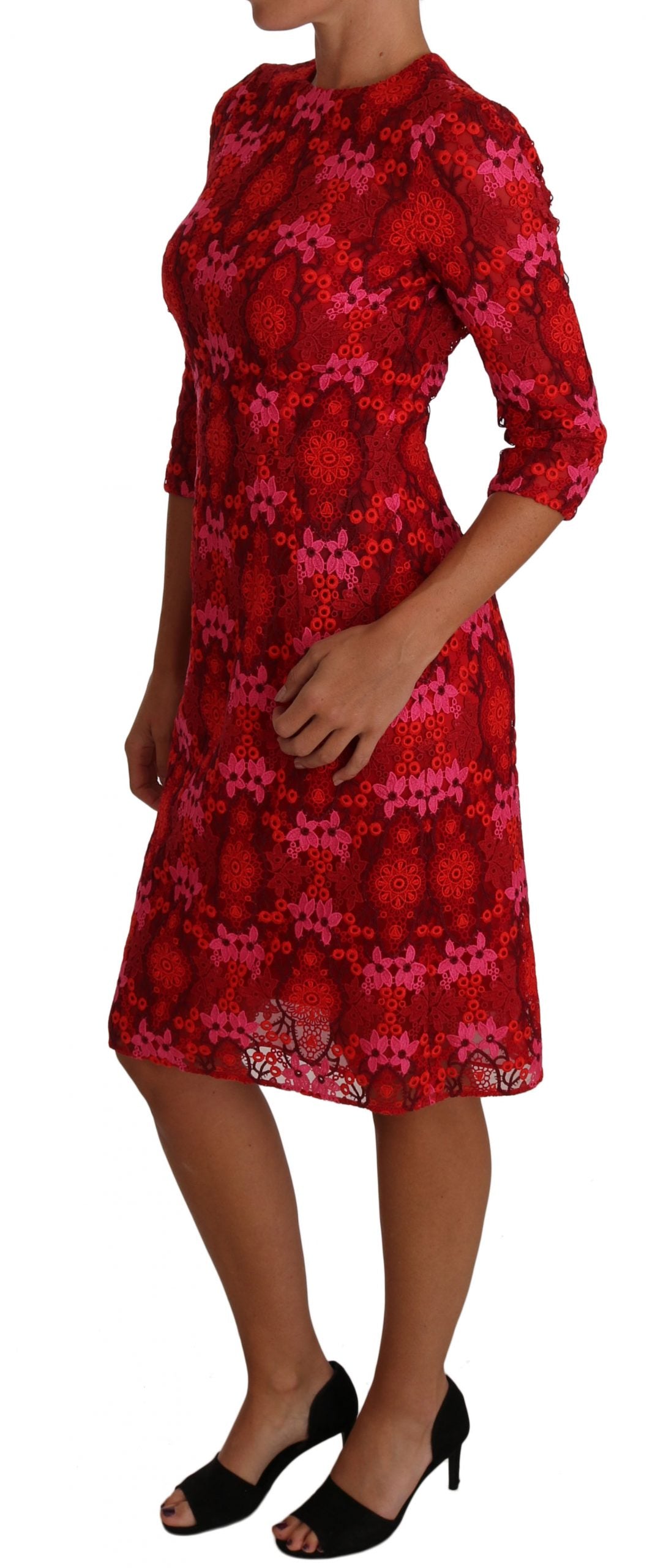 Elegant Floral Crochet Knee-Length Dress - ventzia