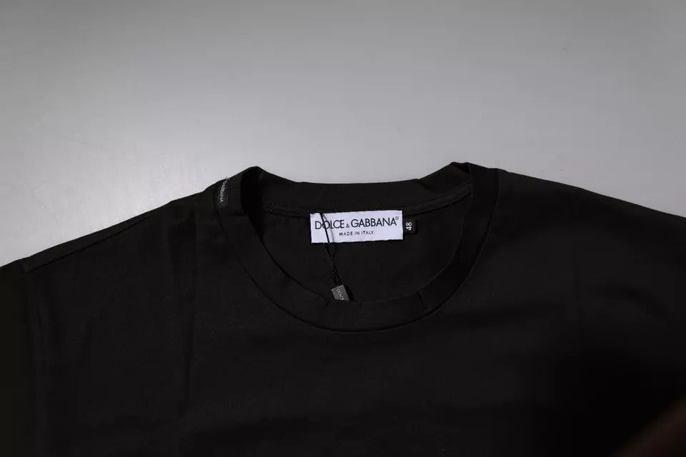 Dark Brown Logo Cotton Crew Neck T-shirt - ventzia