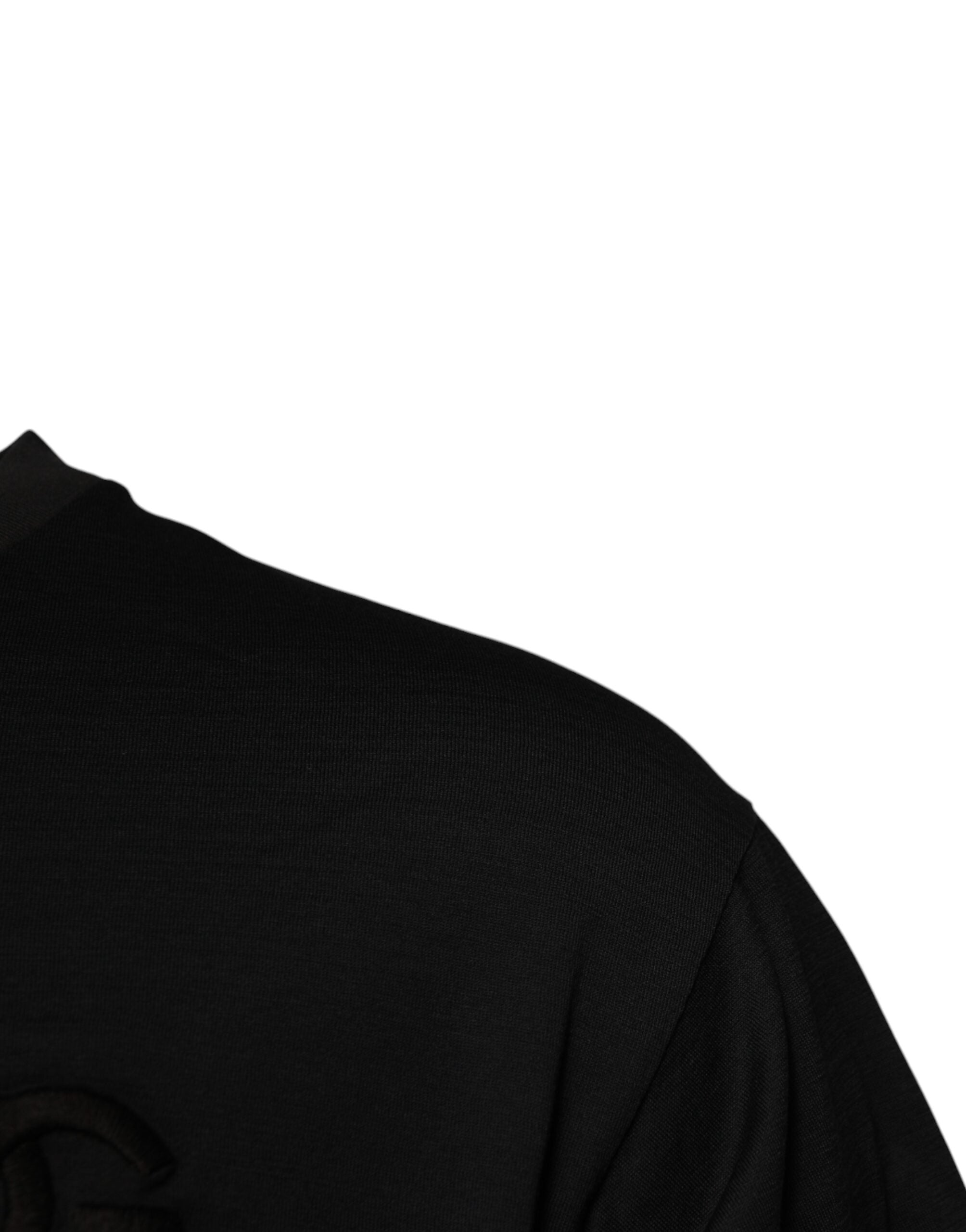 Black DG Logo Cotton Crew Neck T-shirt - ventzia
