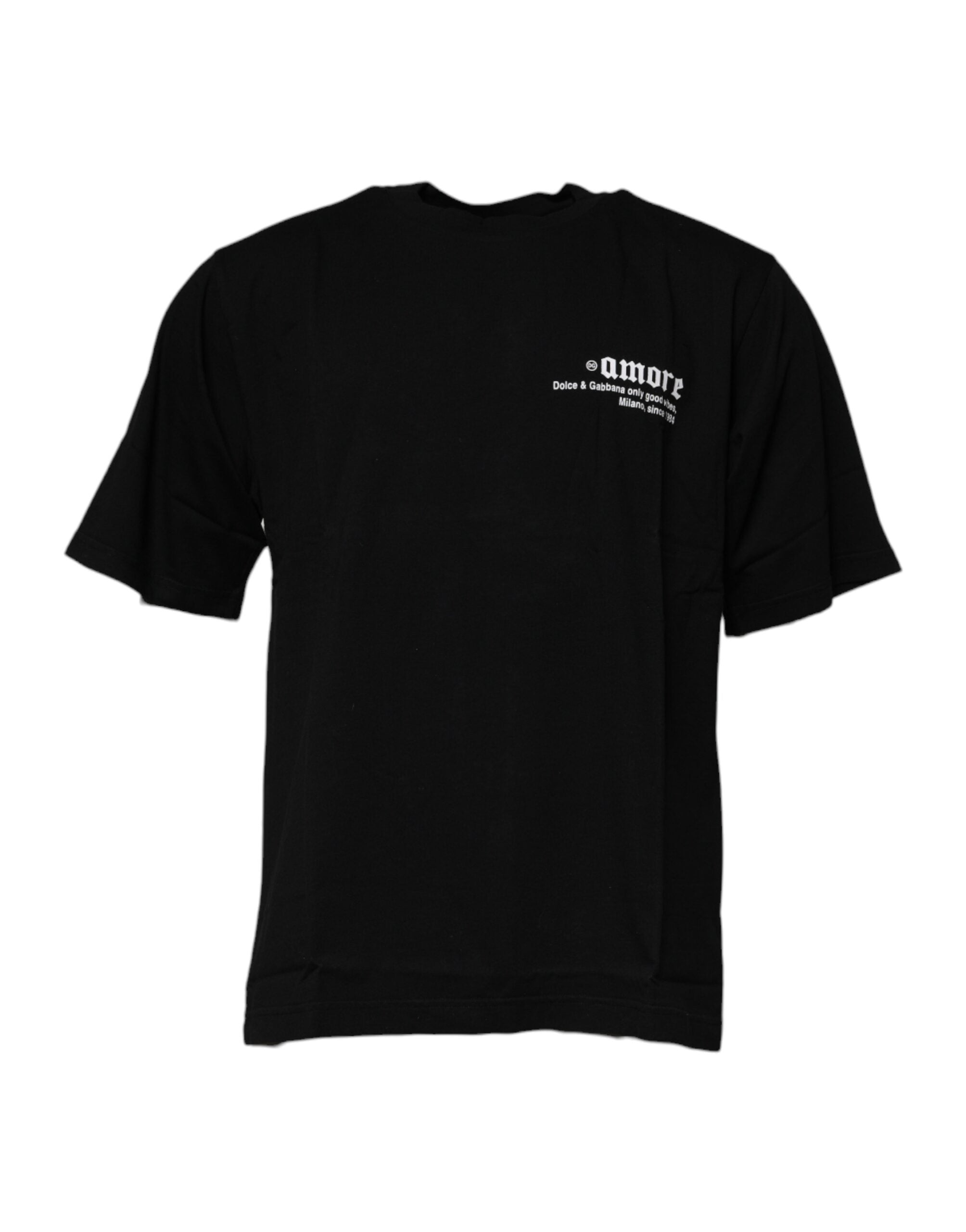 Black Amore Leopard Cotton Crew Neck T-shirt - ventzia