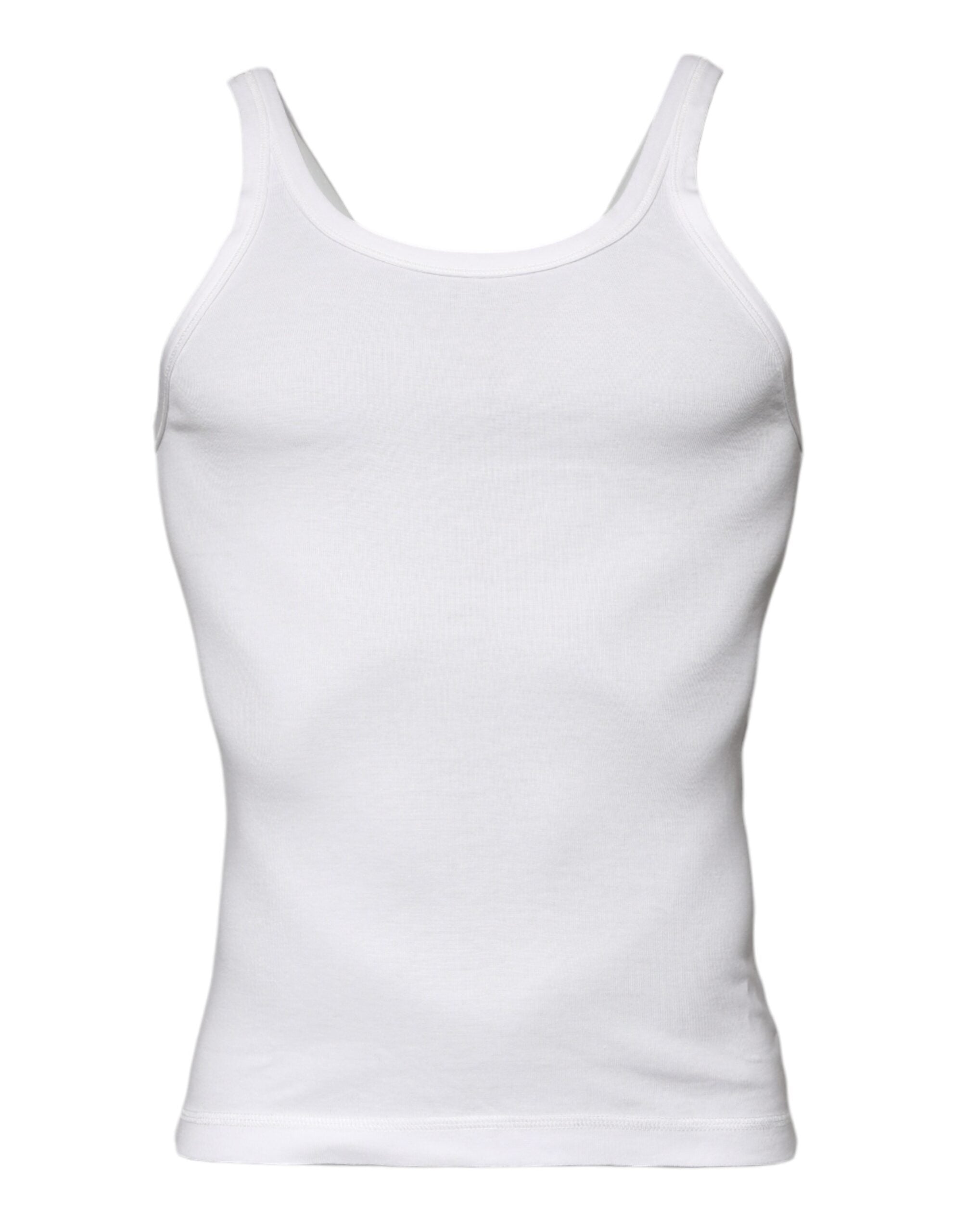 Ivory Cotton Sleeveless Round Neck Tank T-shirt - ventzia