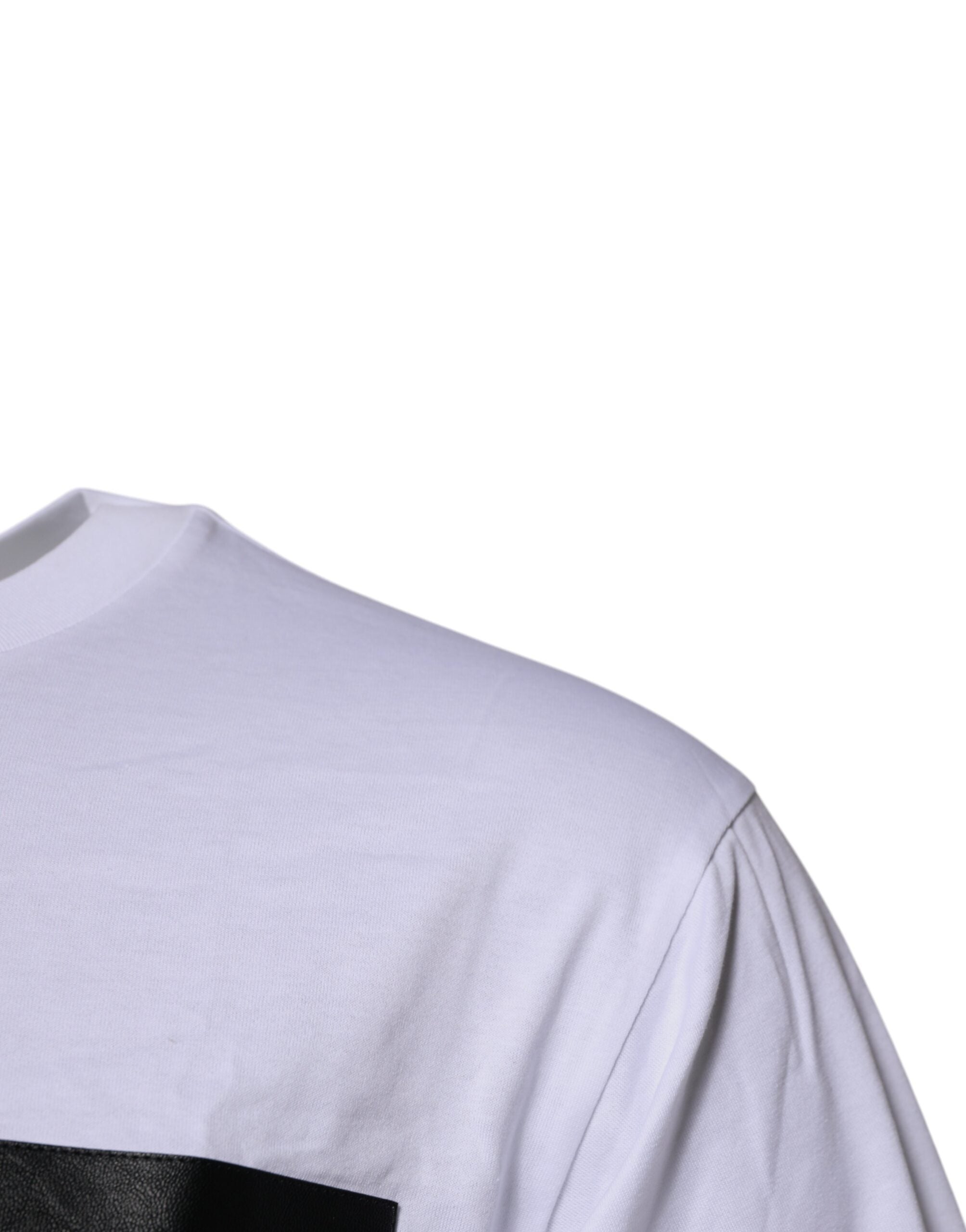 White Logo Patch Cotton Crew Neck T-shirt - ventzia