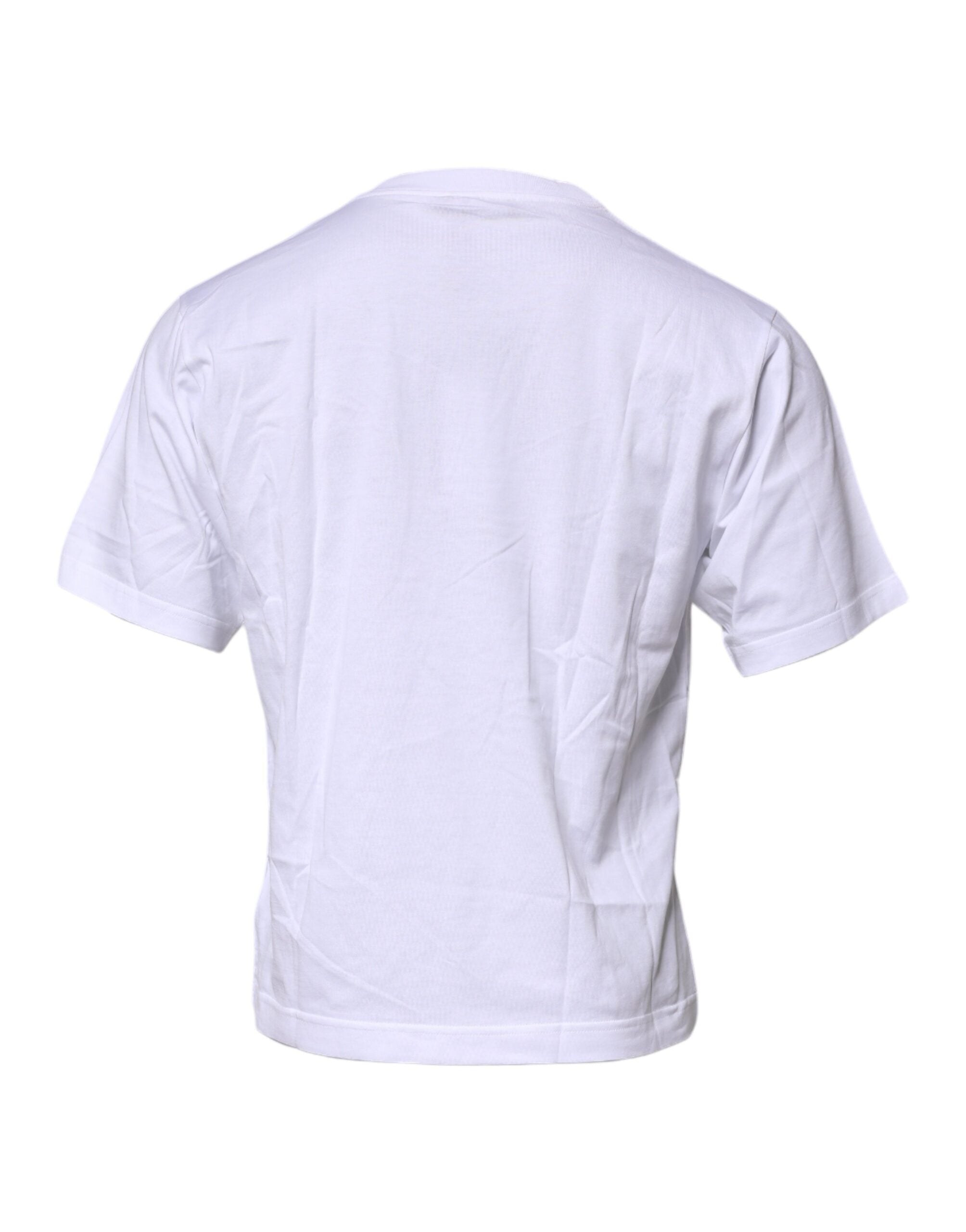 White Logo Patch Cotton Crew Neck T-shirt - ventzia