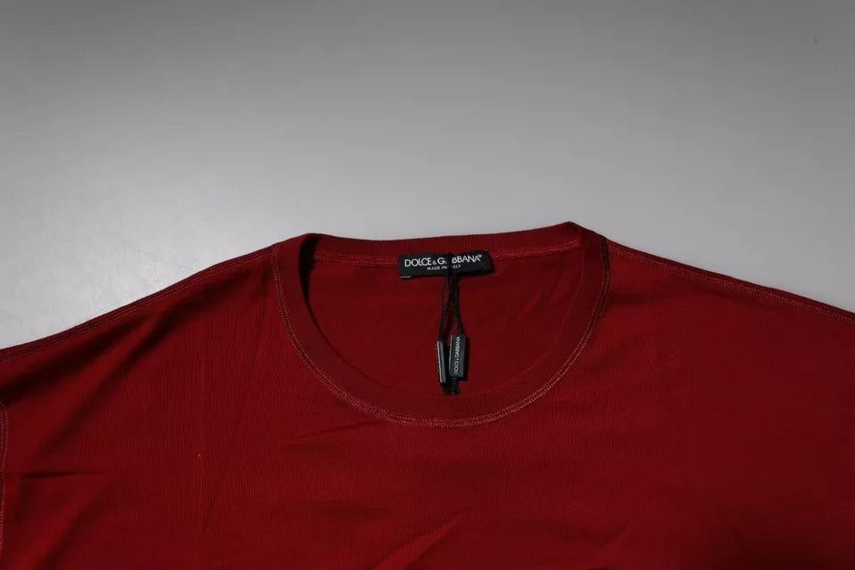 Red Logo Tape Cotton Crew Neck T-shirt - ventzia