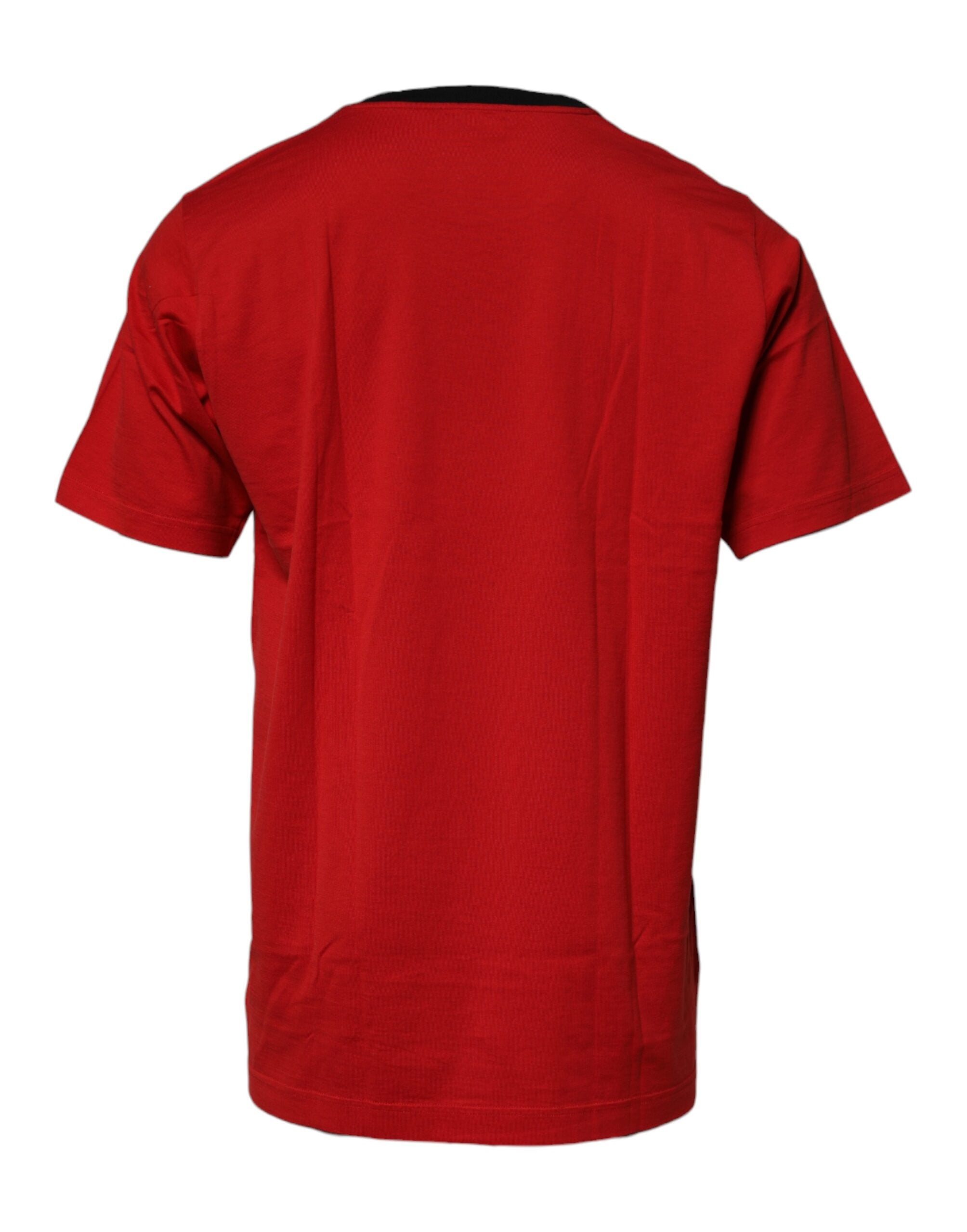 Red Logo Crown Cotton Crew Neck T-shirt - ventzia