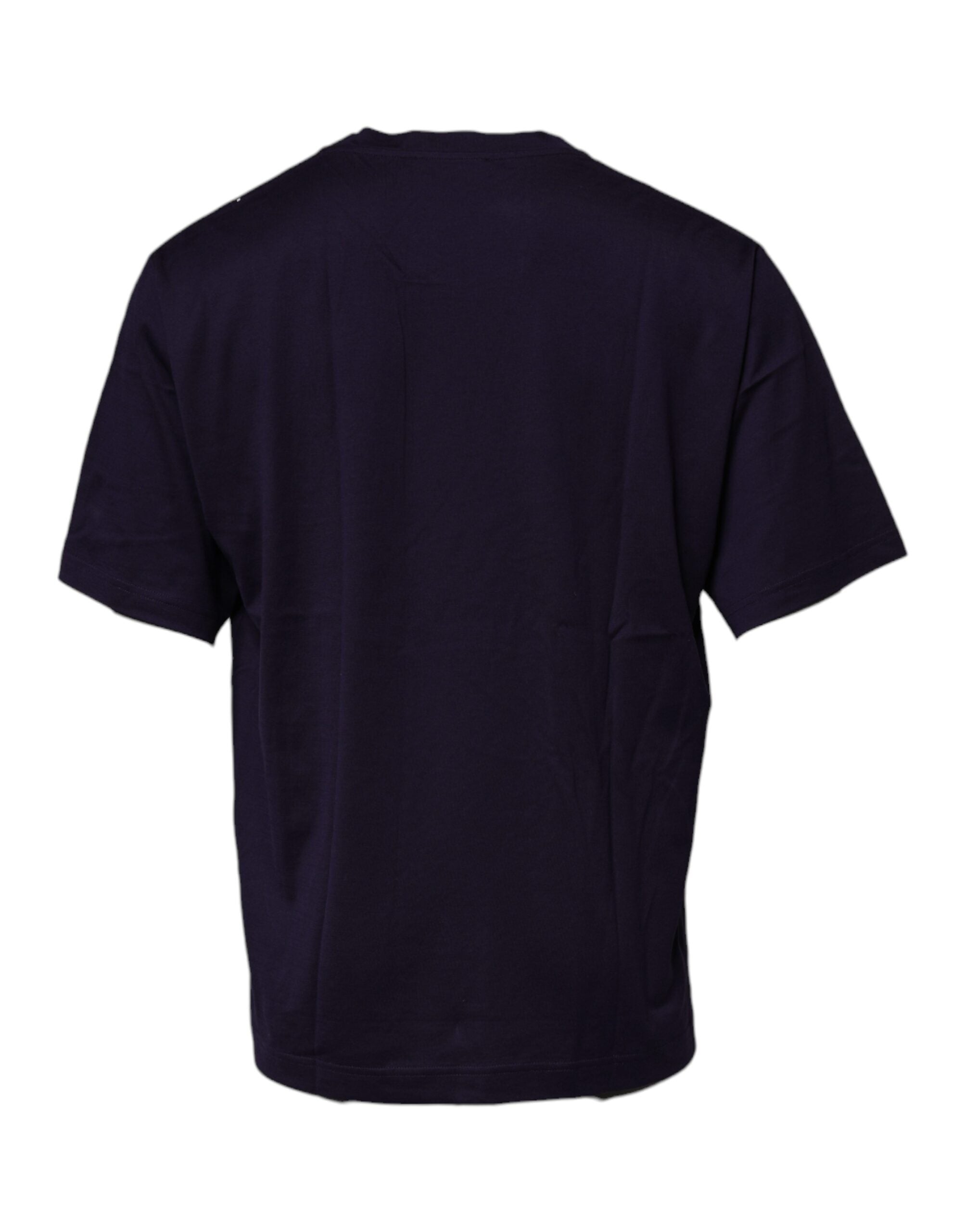 Navy Blue DG Logo Cotton Crew Neck T-shirt - ventzia
