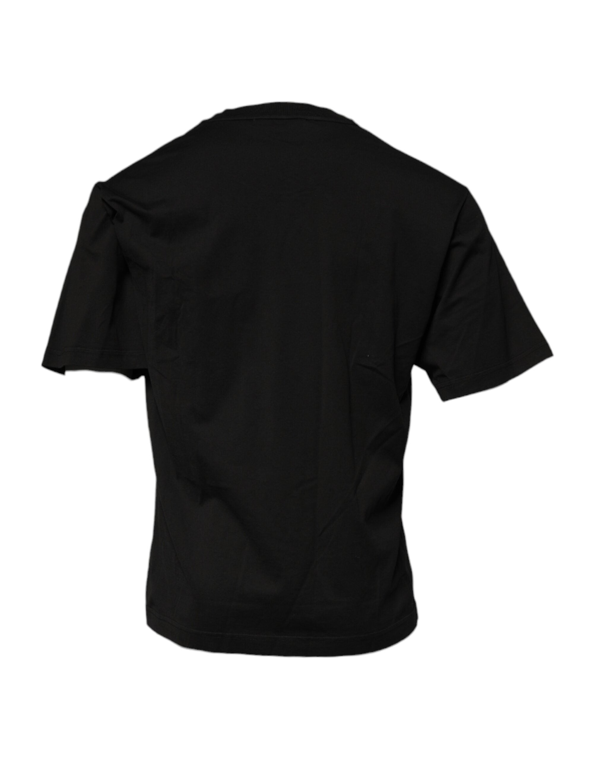 Black DG Logo Cotton Crew Neck T-shirt - ventzia