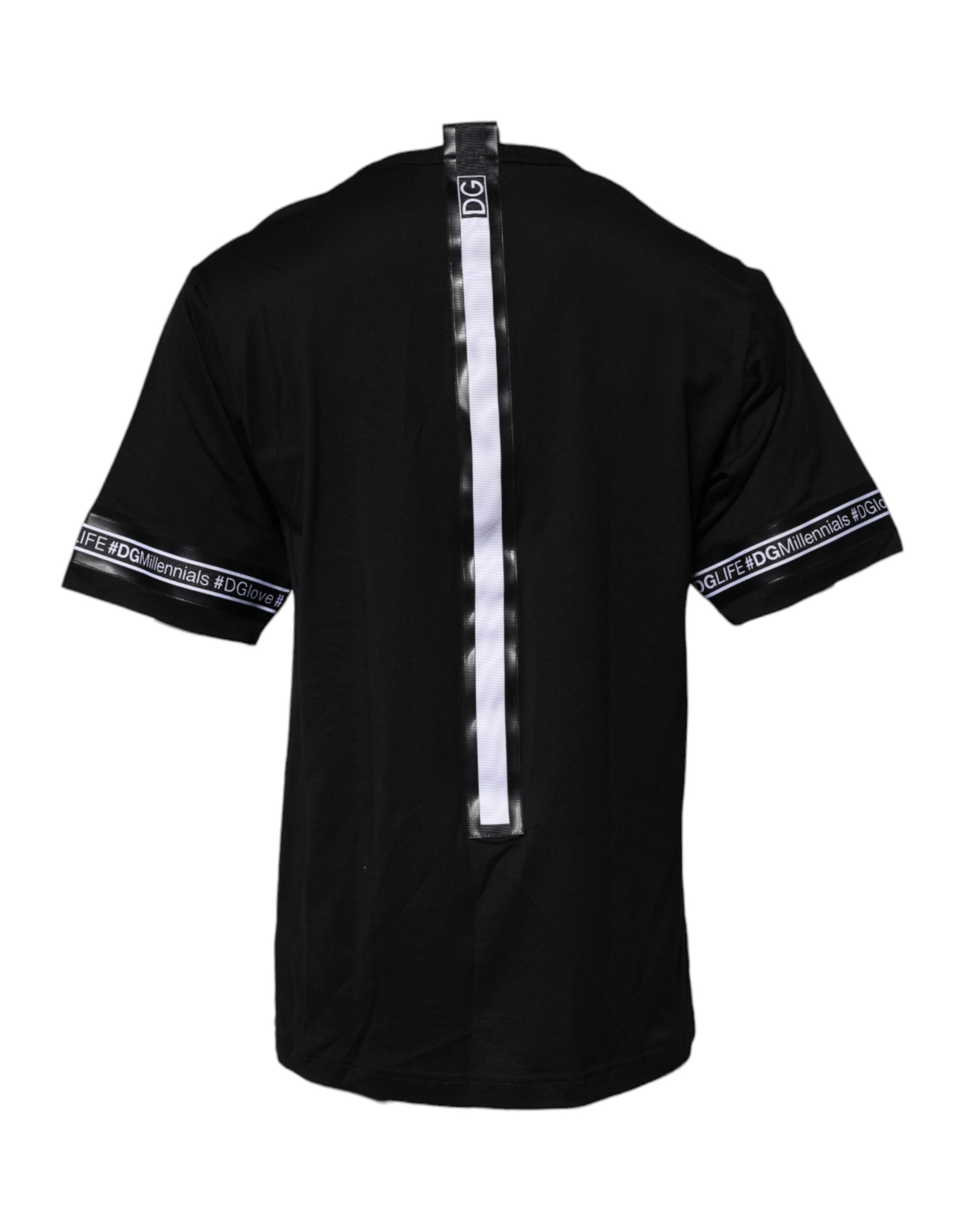 Black #DGMILLENNIALS Cotton Crew Neck T-shirt - ventzia