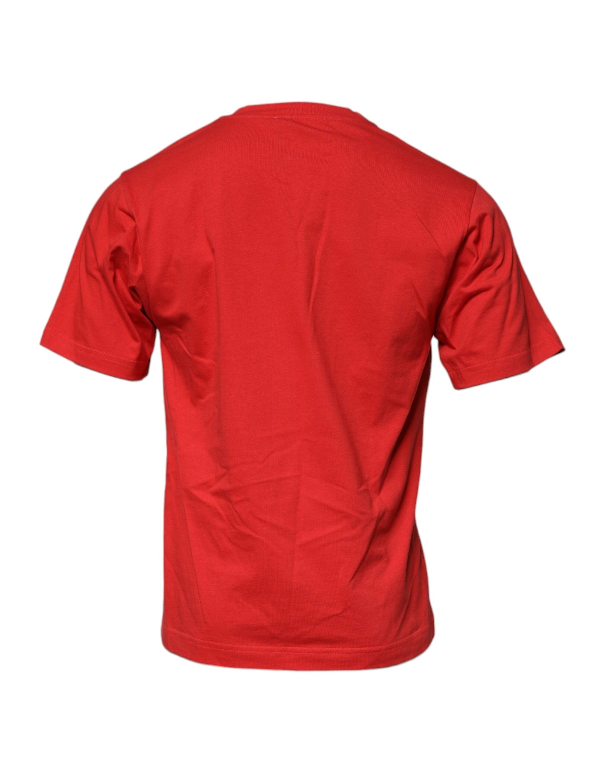 Red DG Logo Patch Cotton Crew Neck T-shirt - ventzia