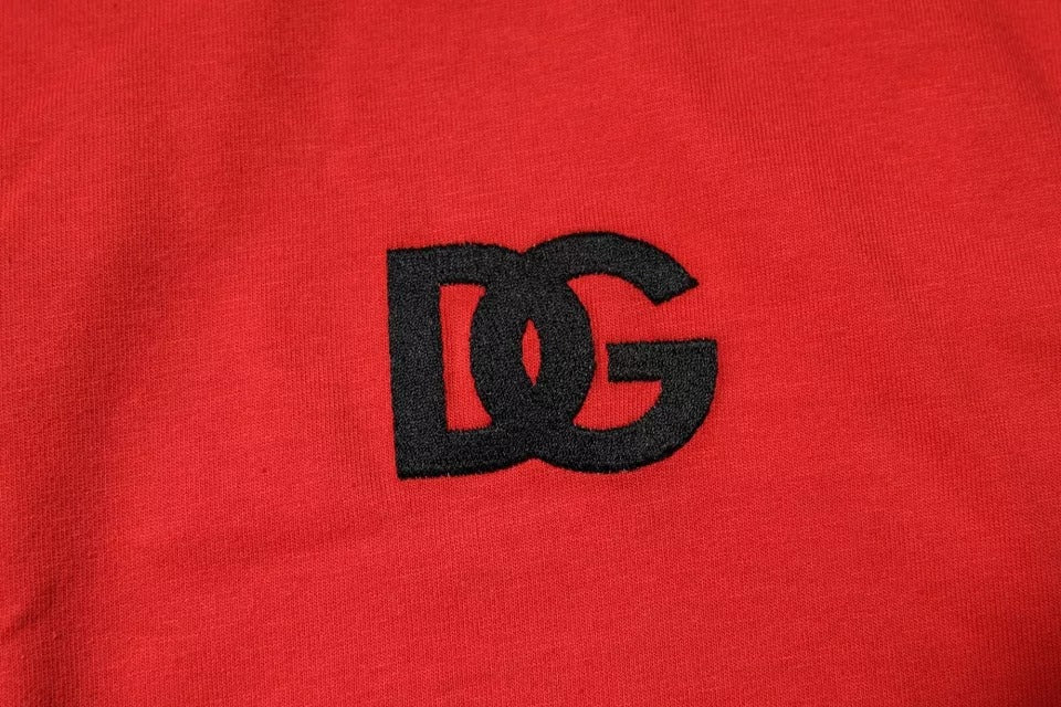 Red DG Logo Patch Cotton Crew Neck T-shirt - ventzia