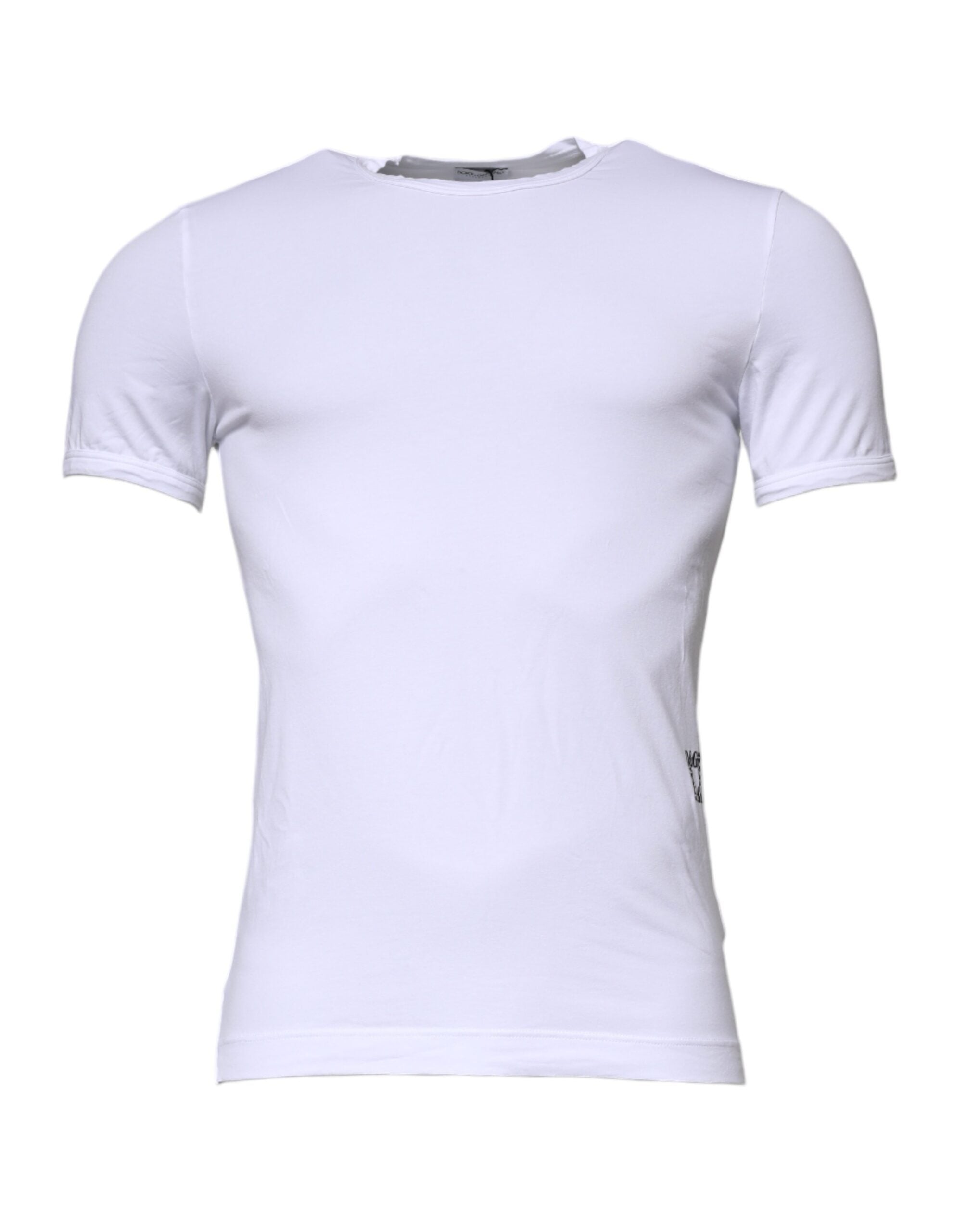 White Cotton Stretch Crewneck Underwear T-shirt - ventzia