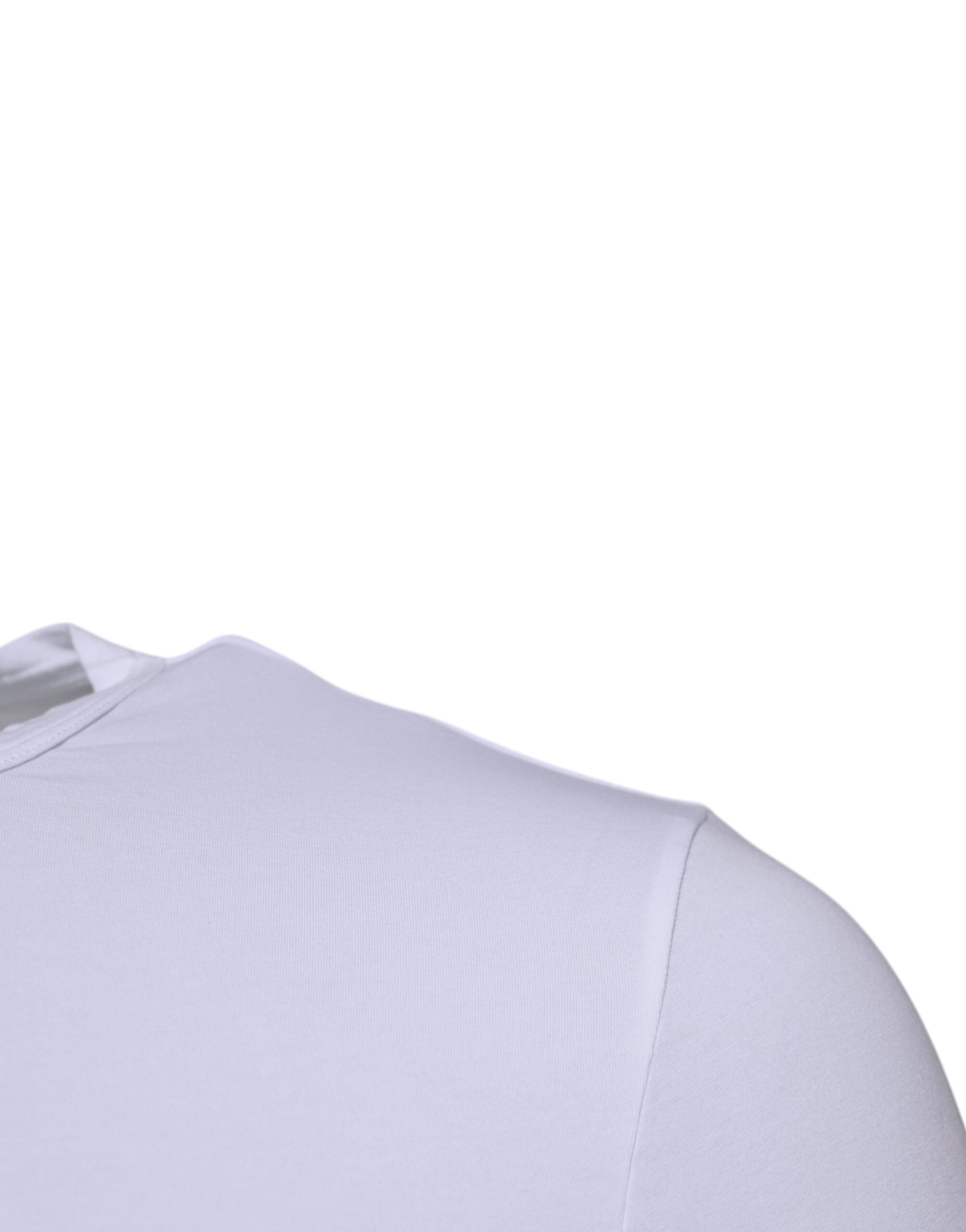 White Cotton Stretch Crewneck Underwear T-shirt - ventzia