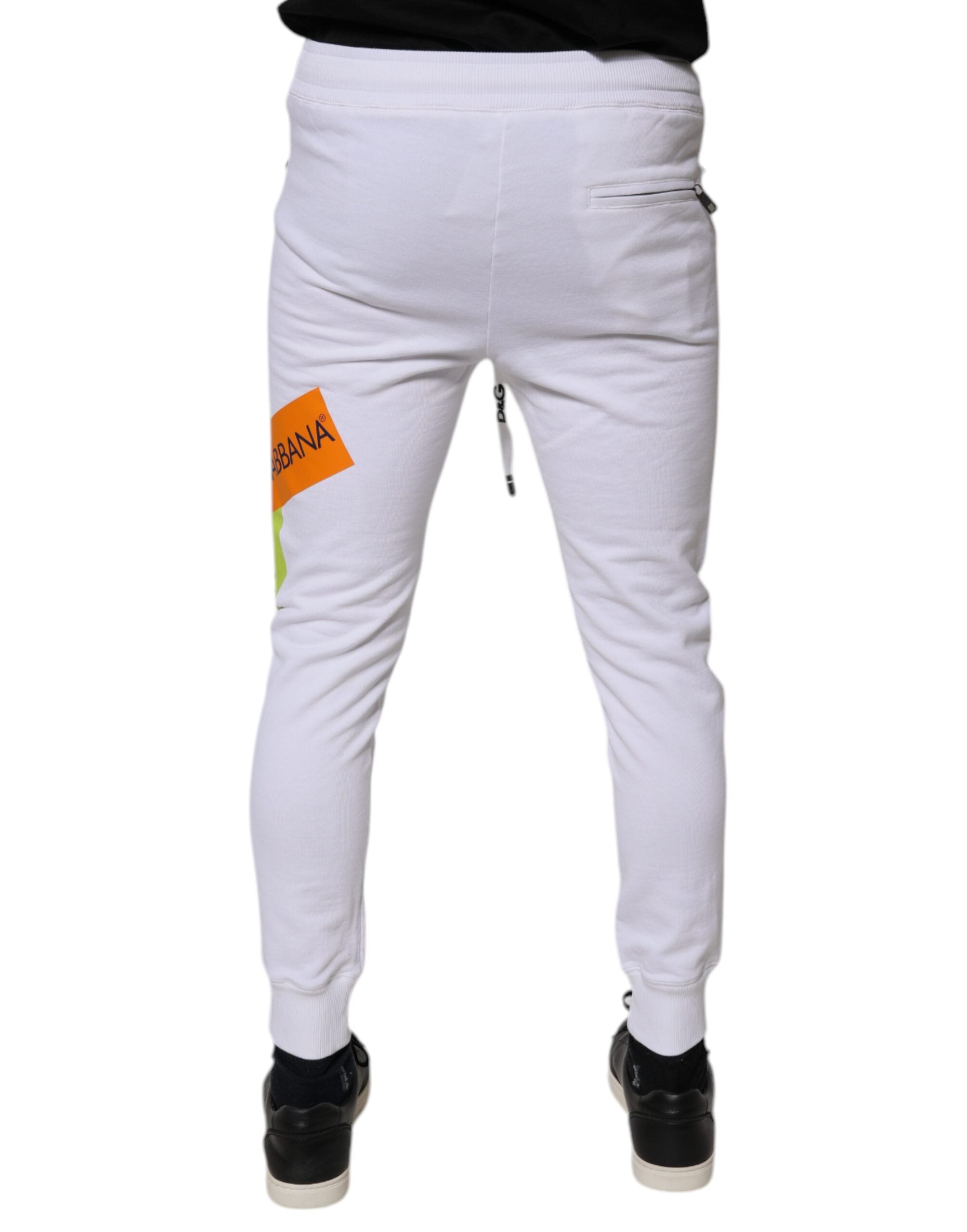 White Cotton Logo Jogger Pants - ventzia