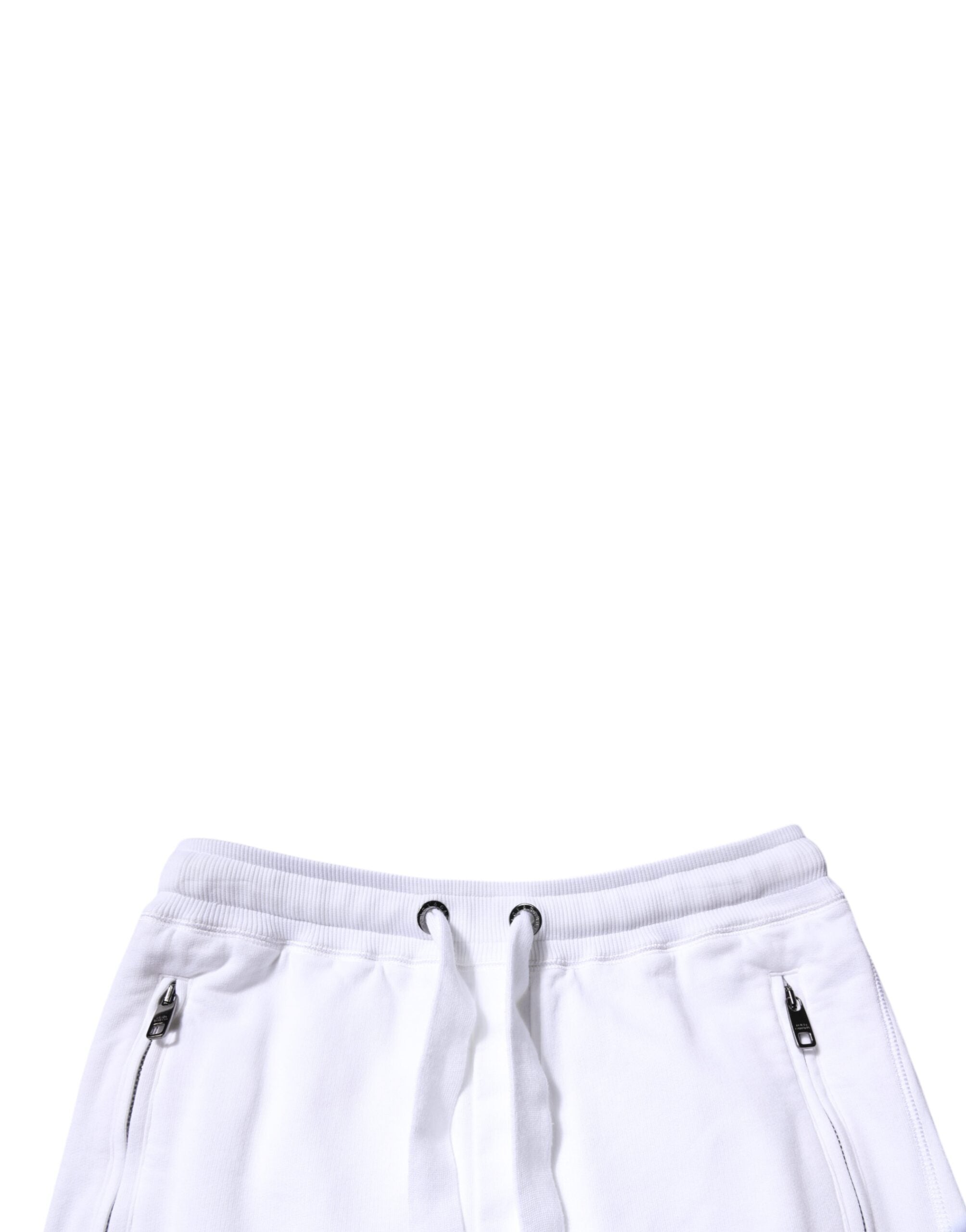 White Cotton Logo Jogger Pants - ventzia
