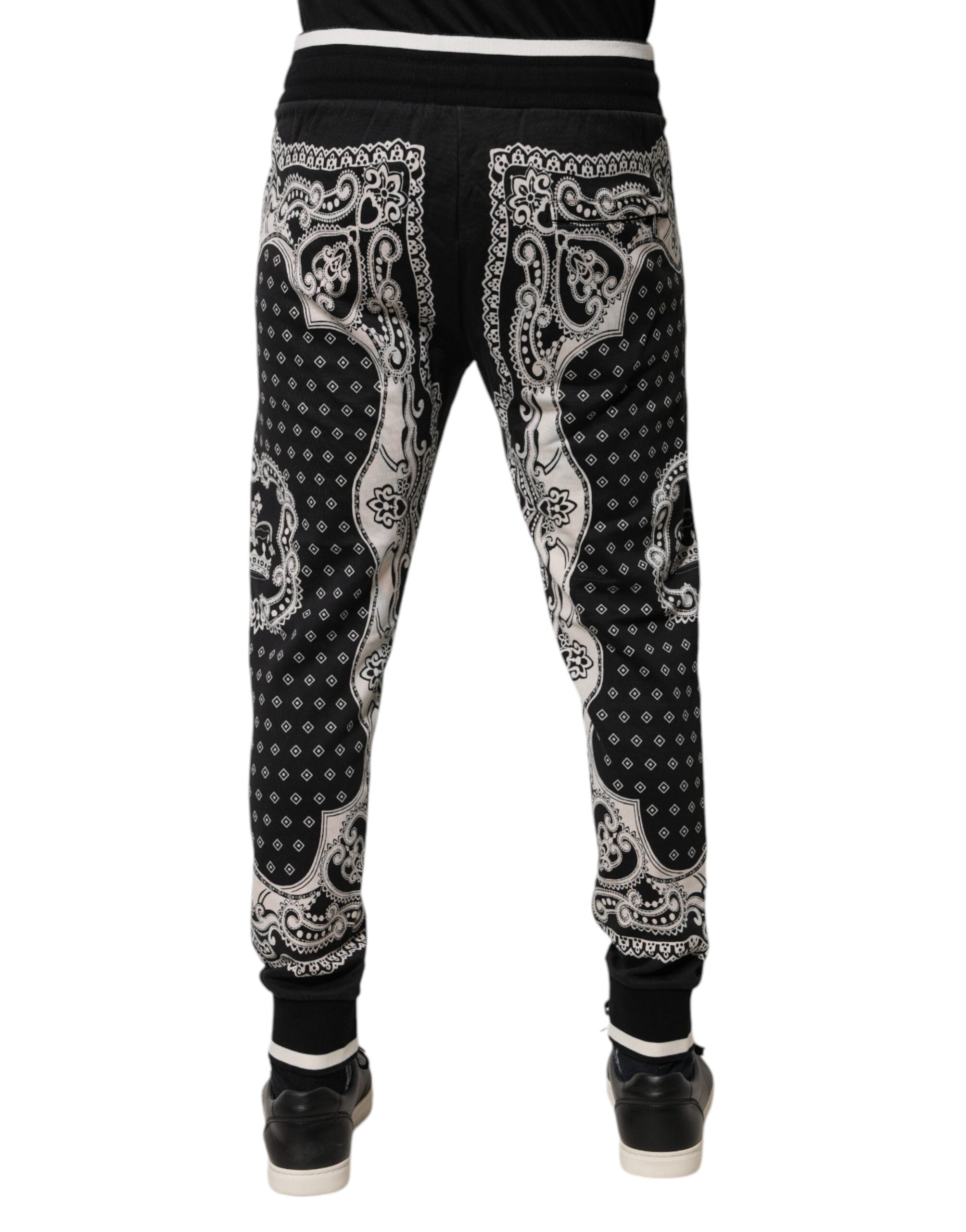 Black Bandana Cotton Jogger Pants - ventzia