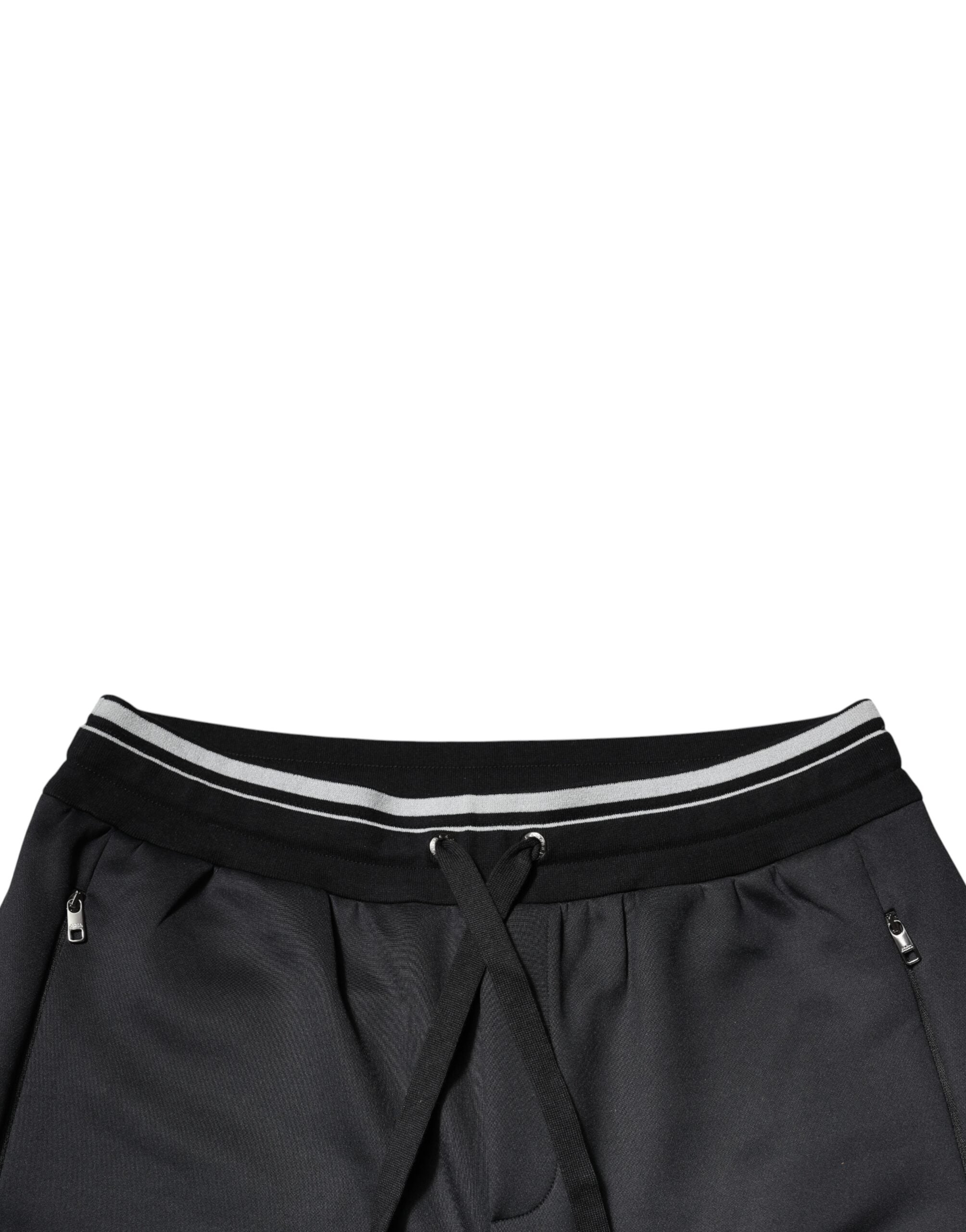 Black Polyester Logo Jogger Pants - ventzia