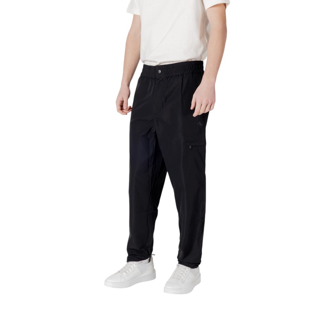 Black Polyester Casual Pants